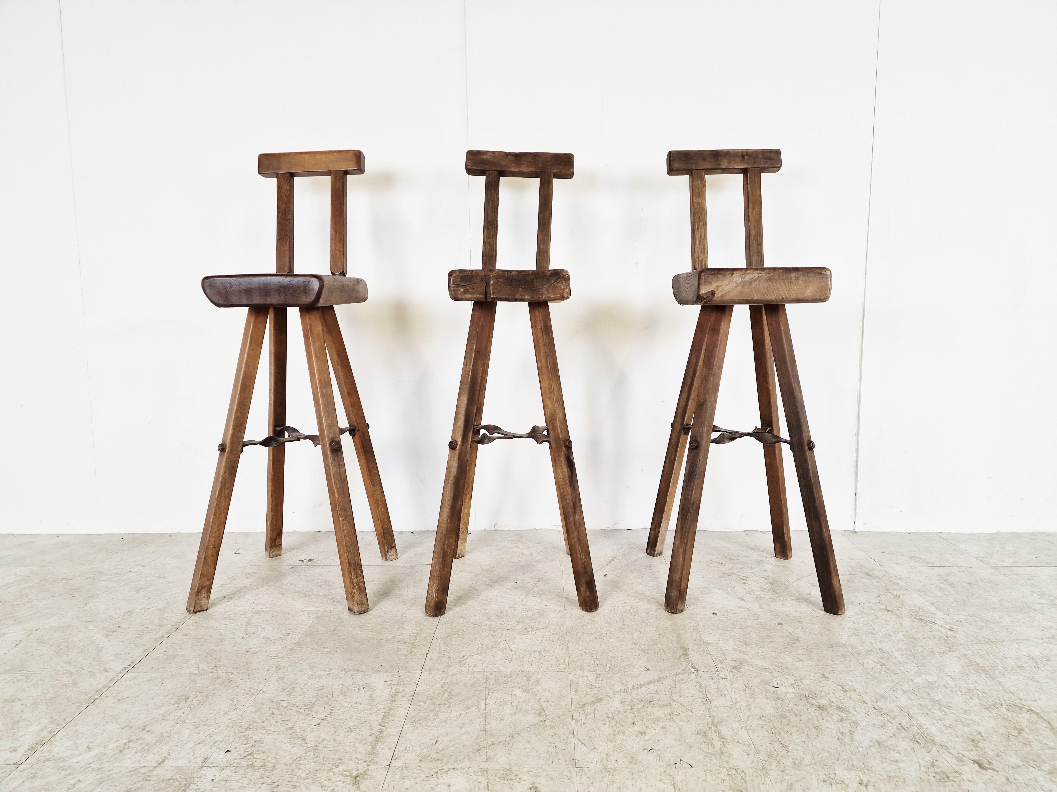 Vintage Brutalist Bar Stools, 1960s In Good Condition For Sale In HEVERLEE, BE