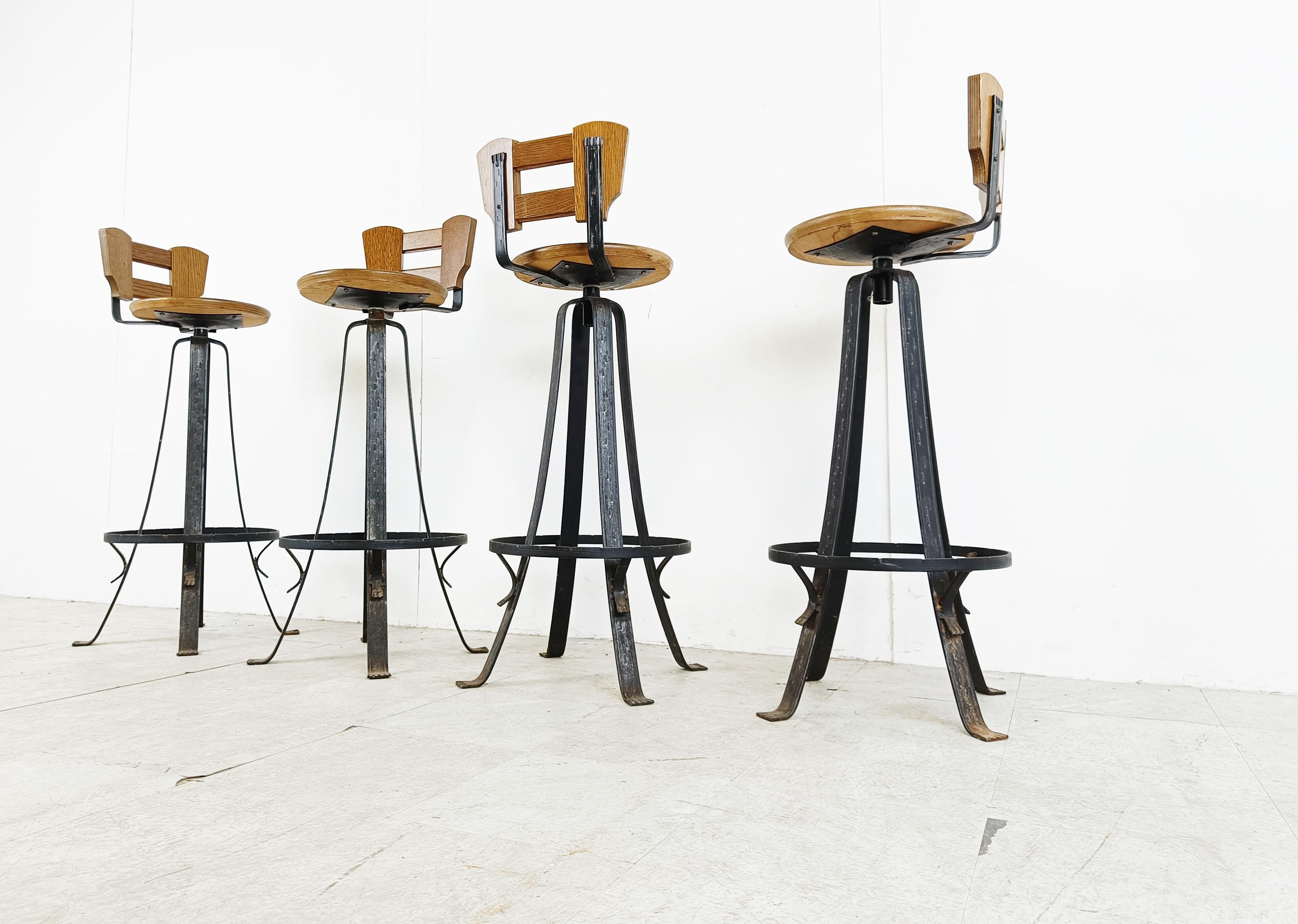Vintage brutalist bar stools, 1970s 3