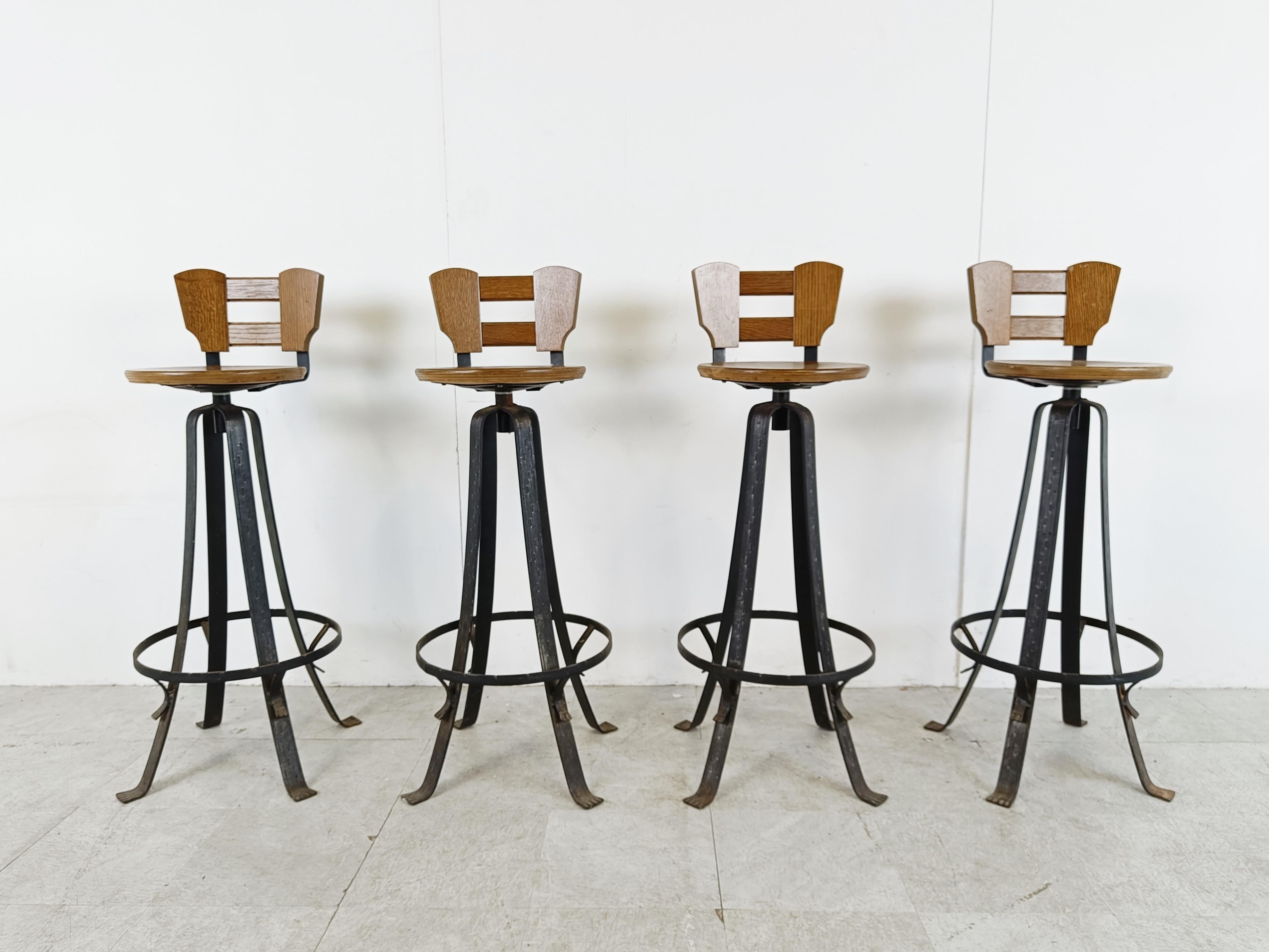 German Vintage brutalist bar stools, 1970s