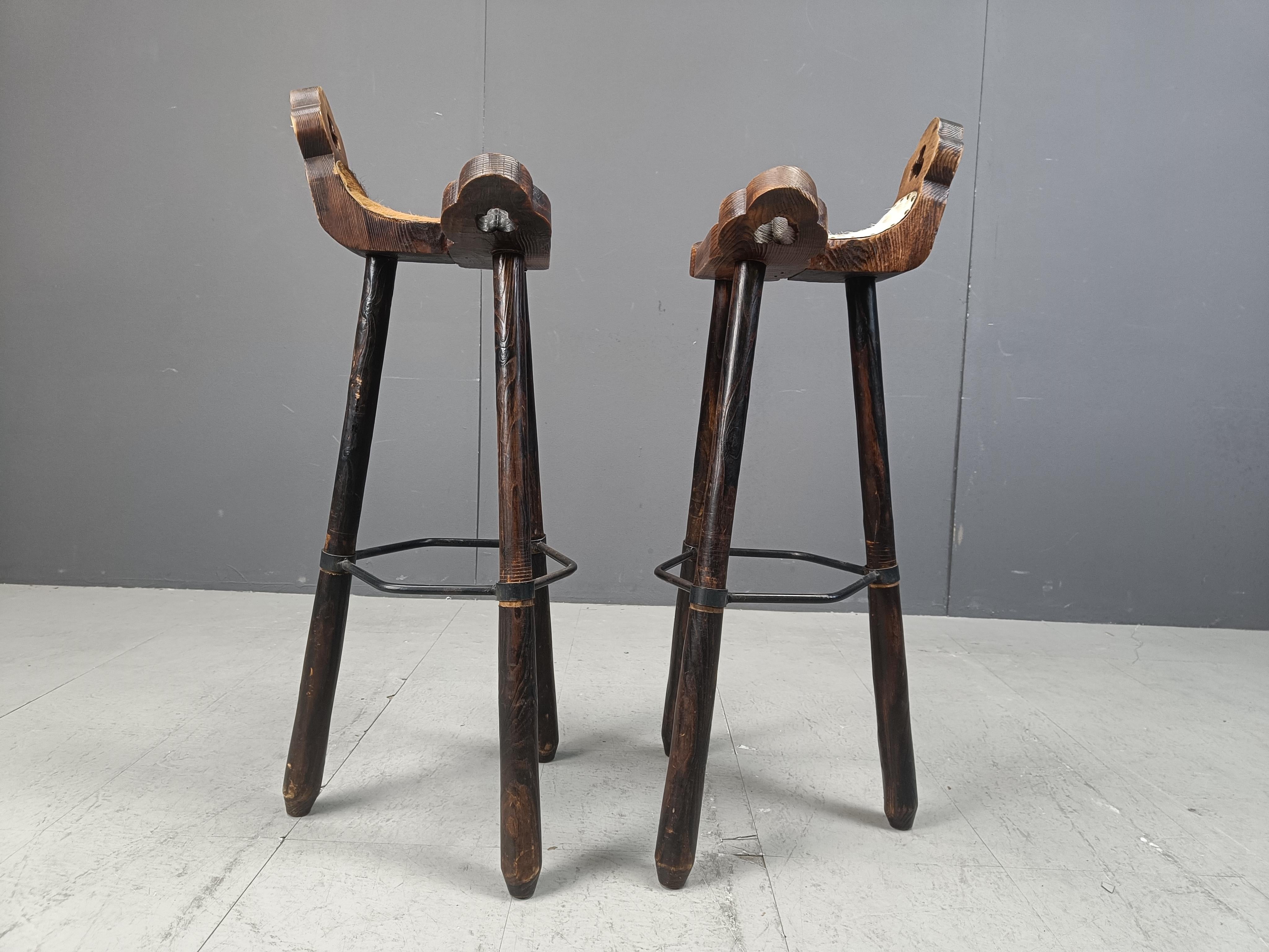 Vintage brutalist bar stools set of 4 - 1960s 3