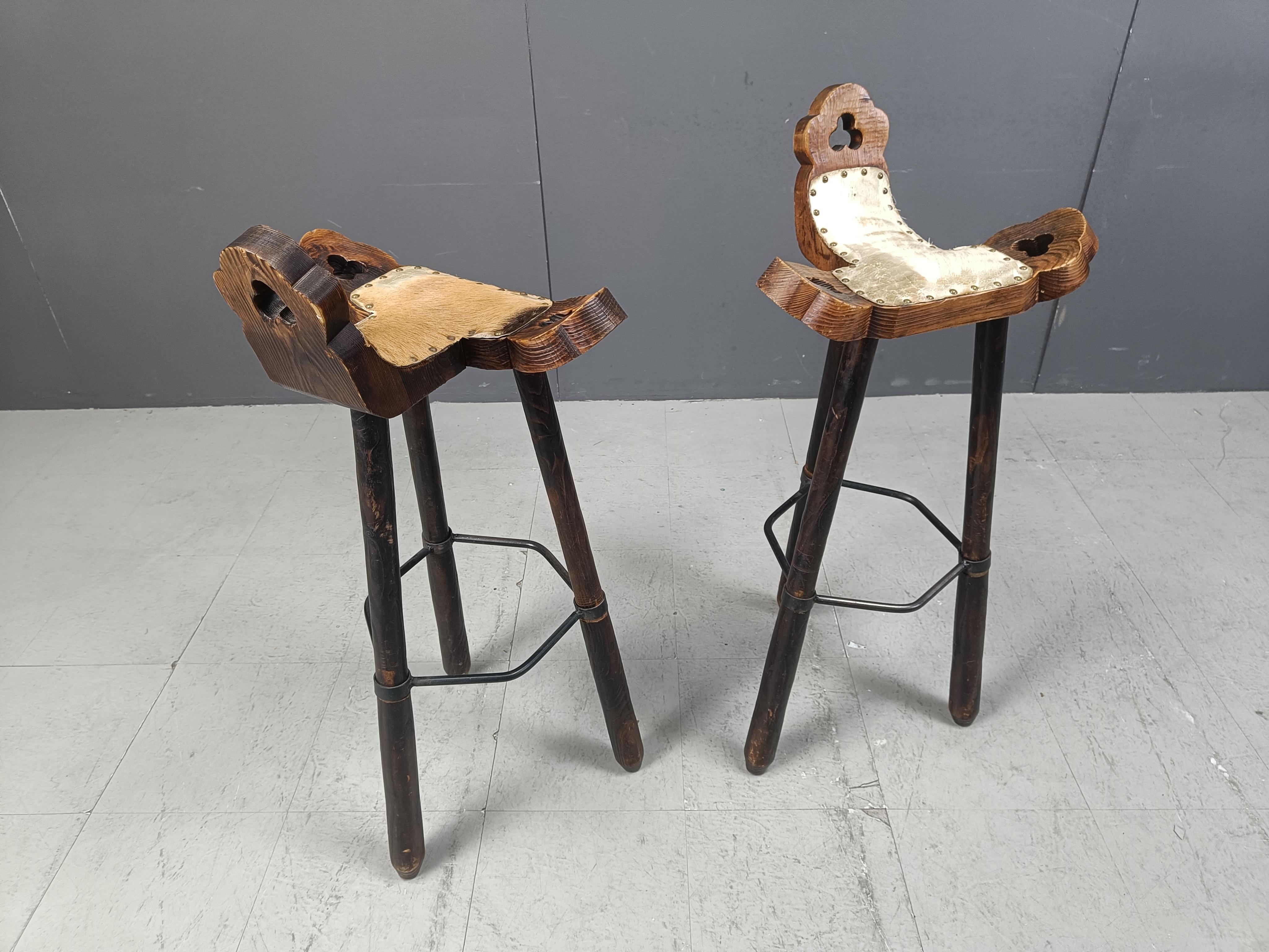 Vintage brutalist bar stools set of 4 - 1960s 4