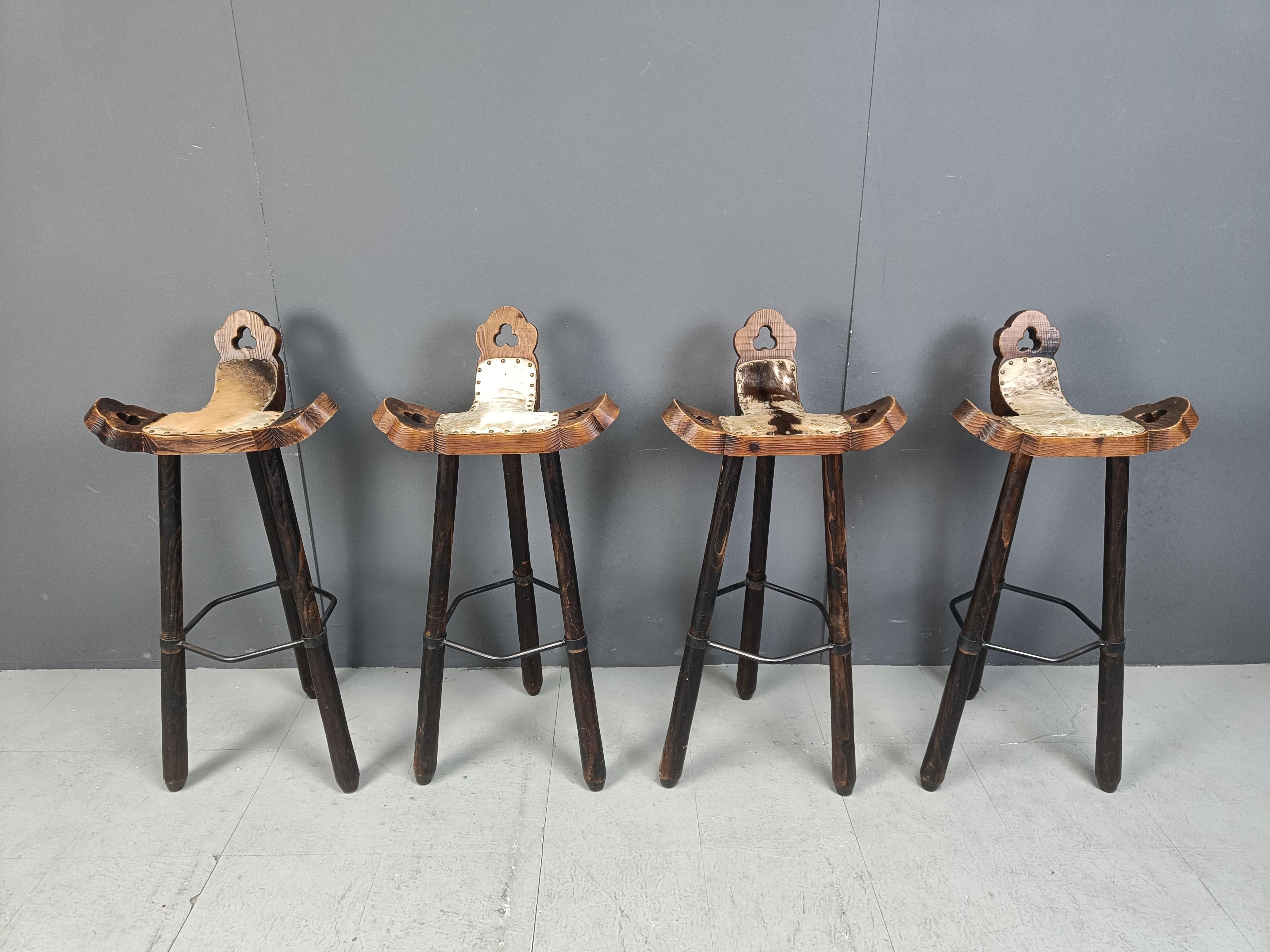 Brutalist Vintage brutalist bar stools set of 4 - 1960s