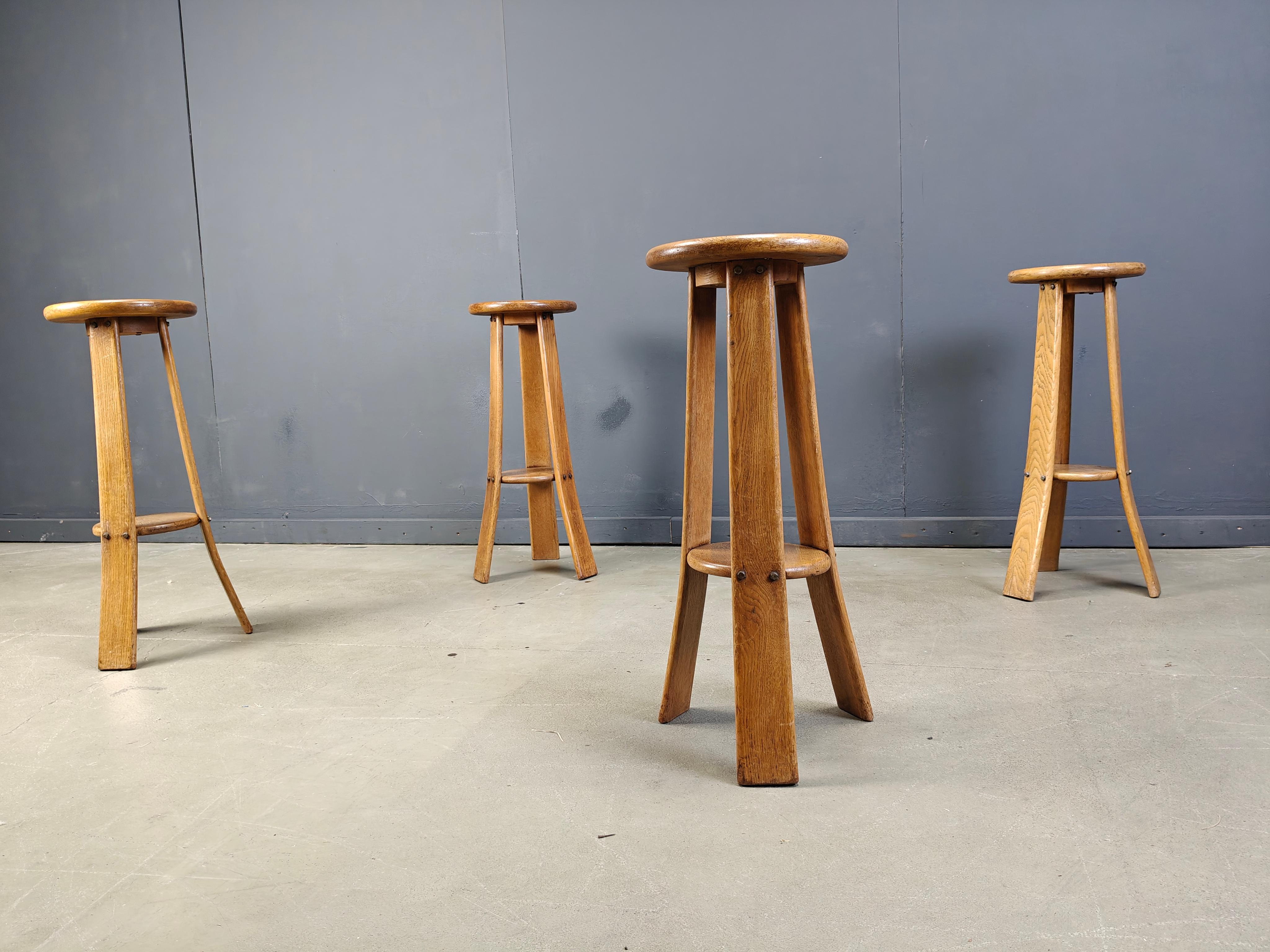 Brutalist Vintage brutalist bar stools, set of 4 - 1960s For Sale