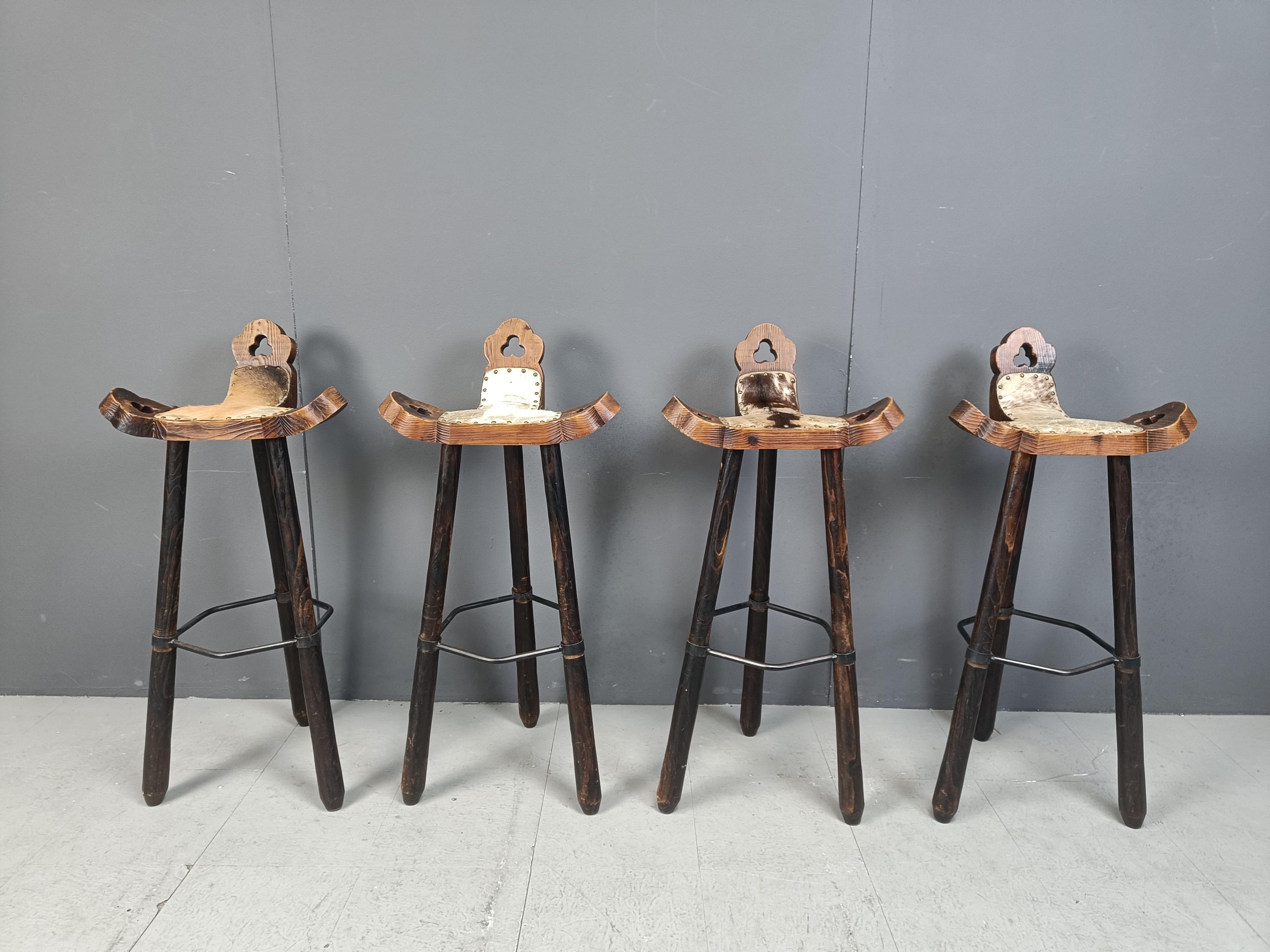 Spanish Vintage brutalist bar stools set of 4 - 1960s