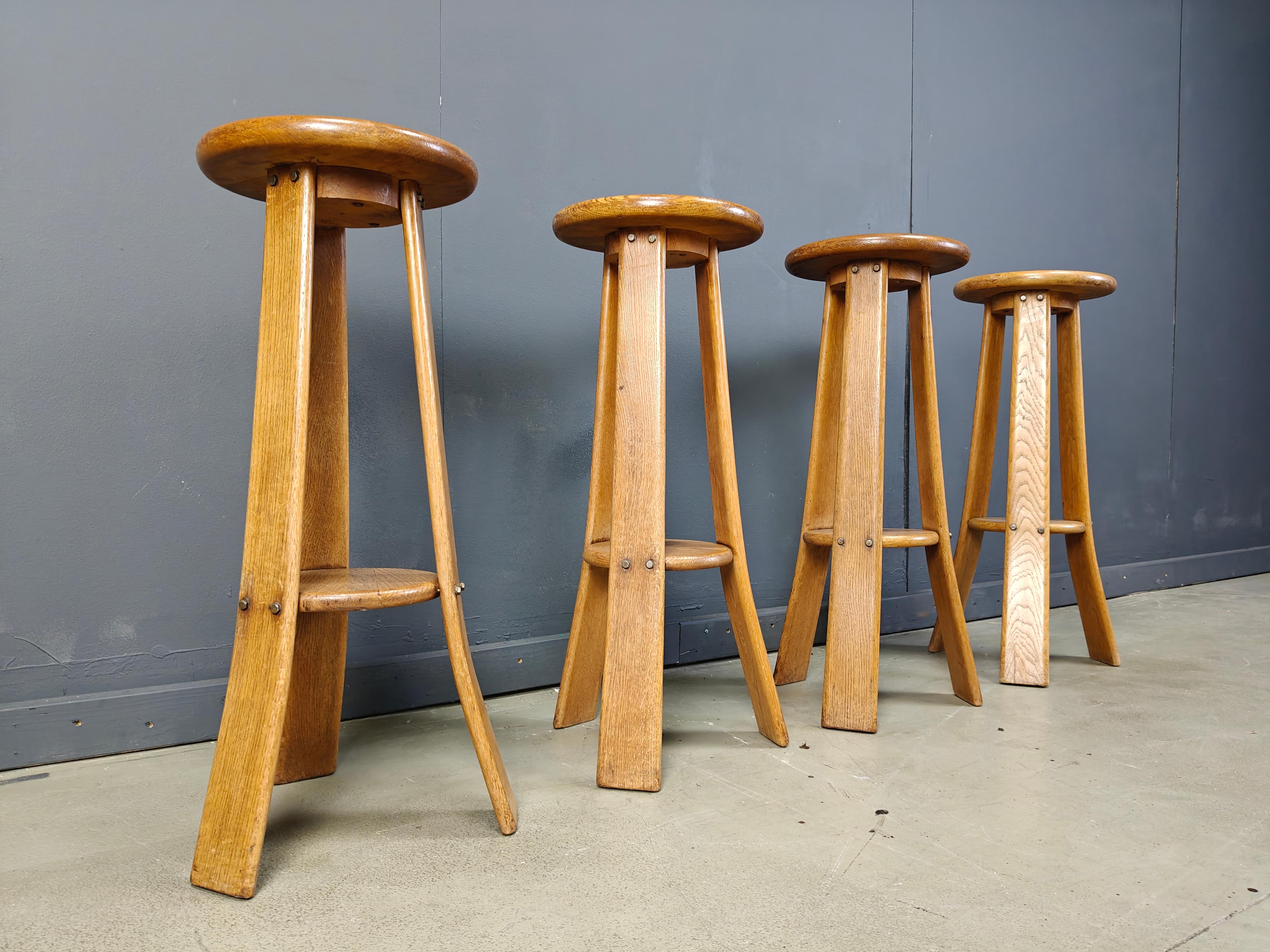 German Vintage brutalist bar stools, set of 4 - 1960s For Sale