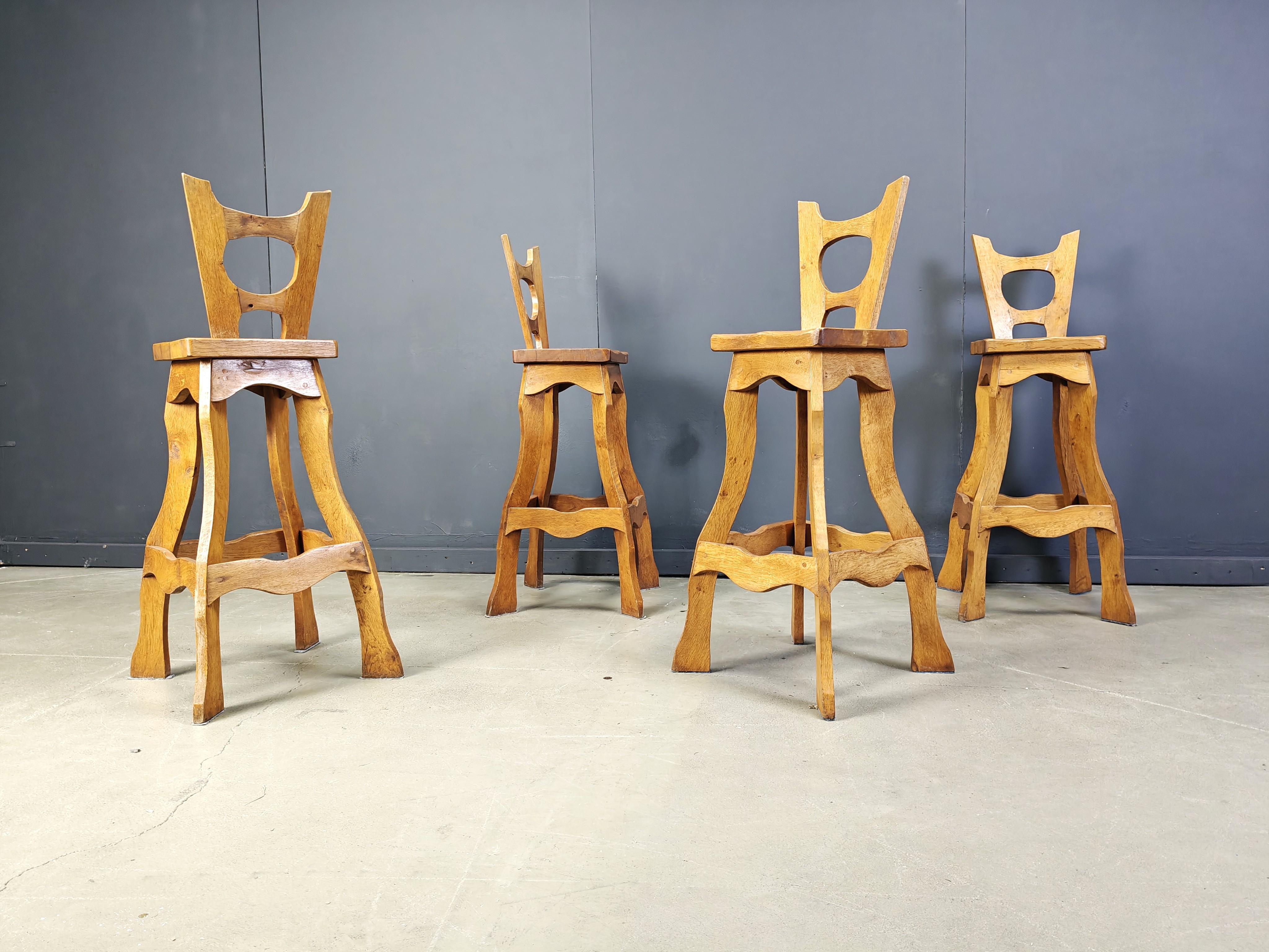 German Vintage brutalist bar stools, set of 4 - 1960s For Sale
