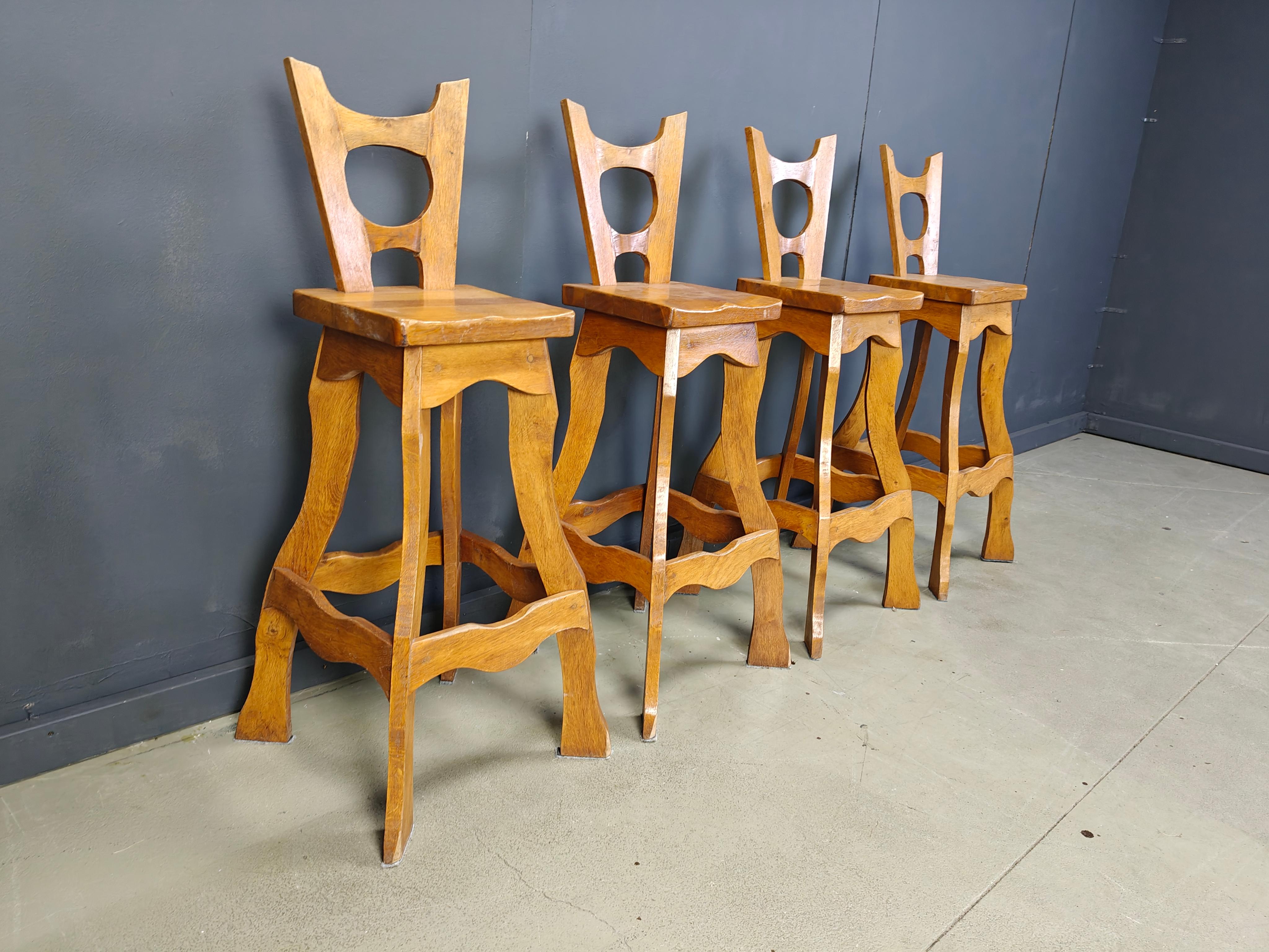 Vintage brutalist bar stools, set of 4 - 1960s In Good Condition For Sale In Leuven, Vlaams Gewest
