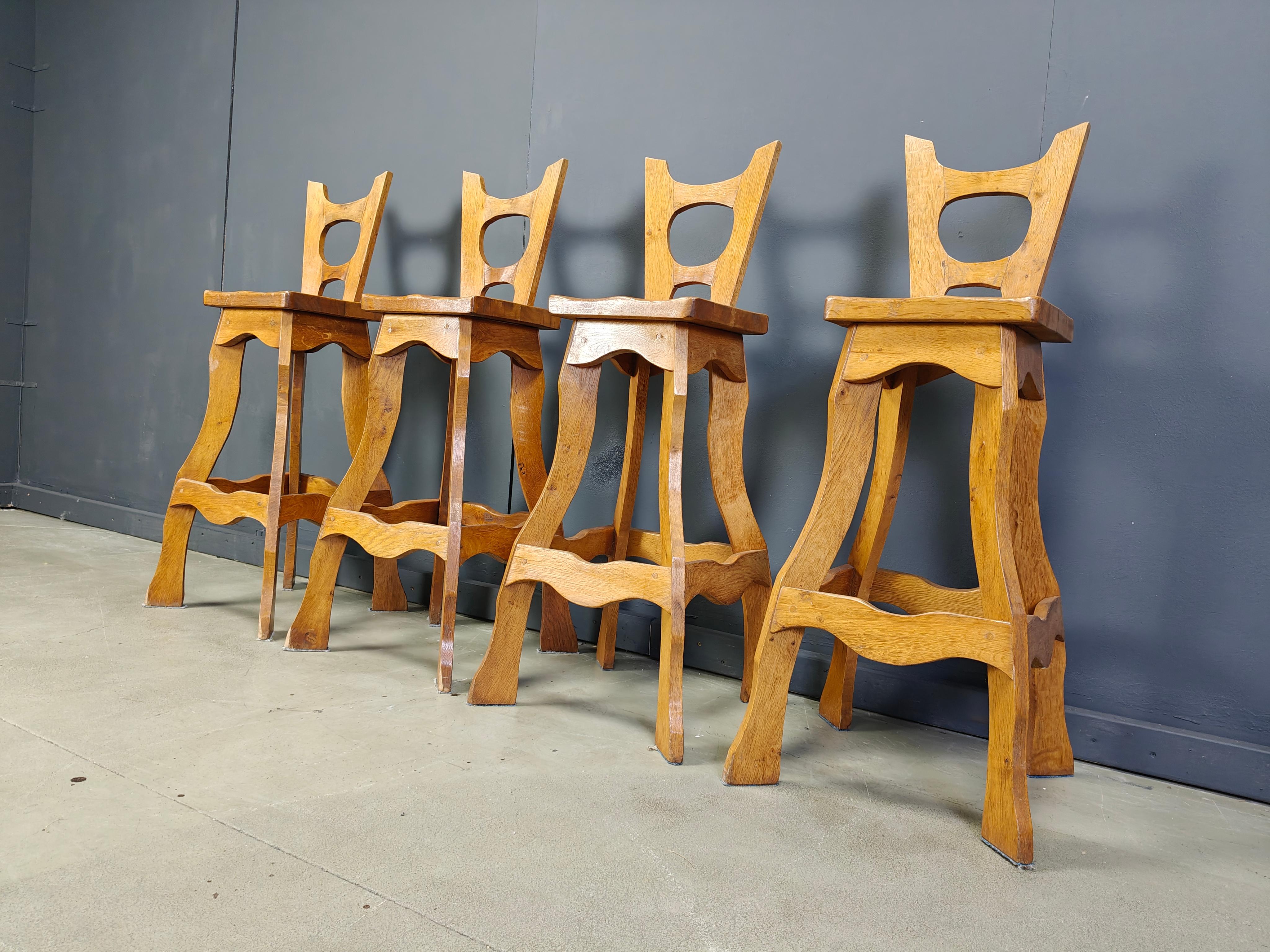 Mid-20th Century Vintage brutalist bar stools, set of 4 - 1960s For Sale
