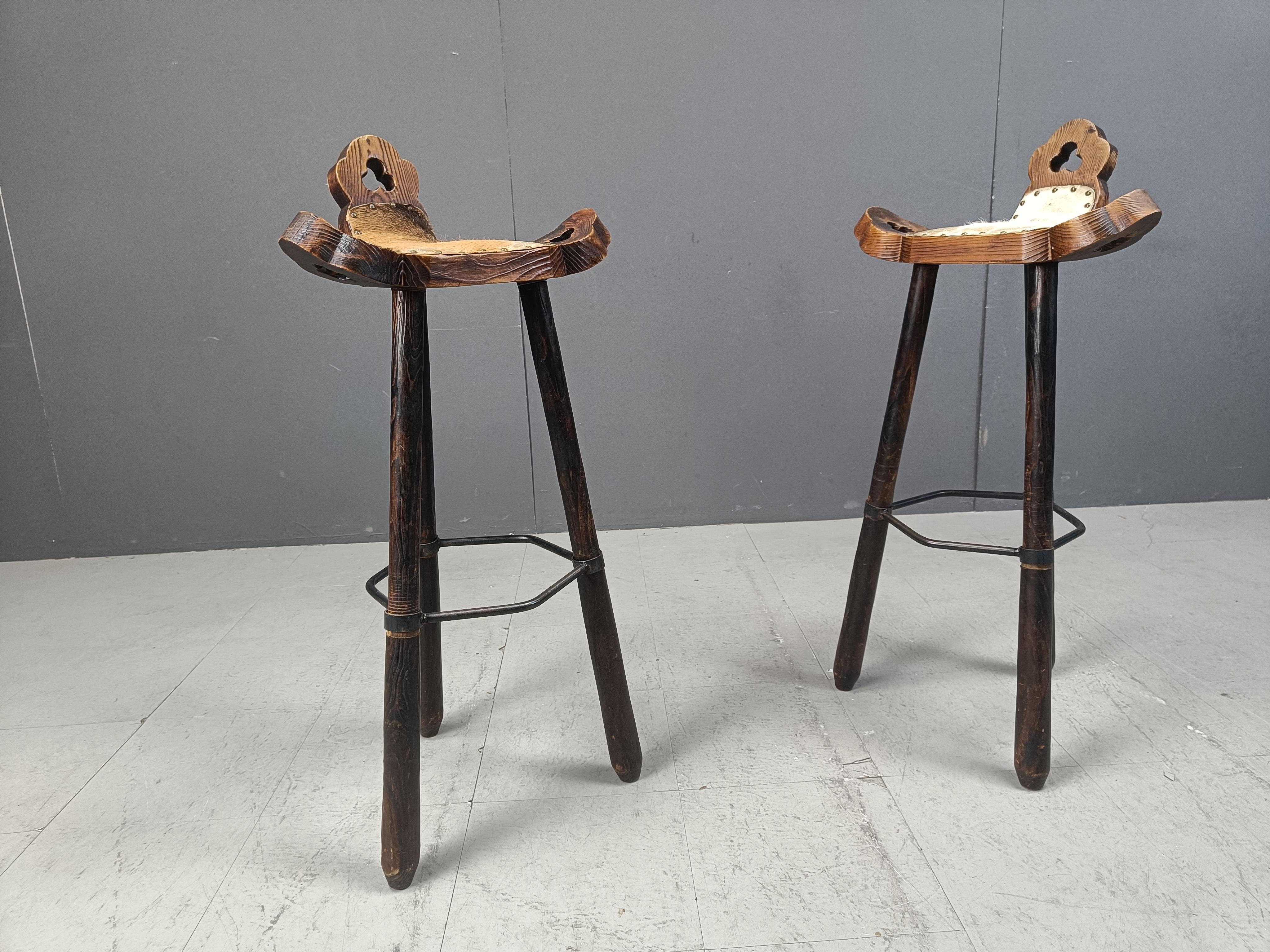 Vintage brutalist bar stools set of 4 - 1960s 1