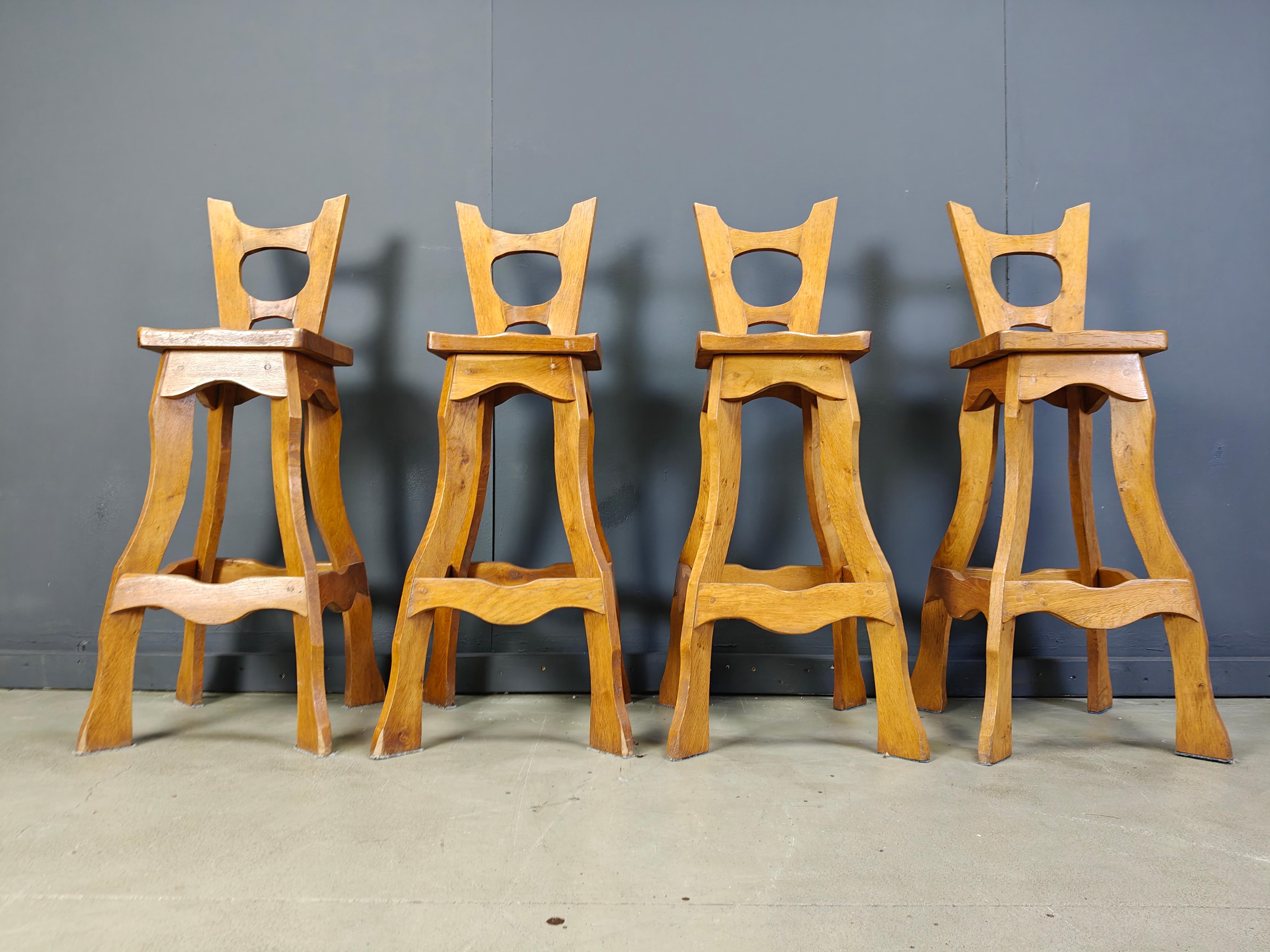 Vintage brutalist bar stools, set of 4 - 1960s For Sale 1
