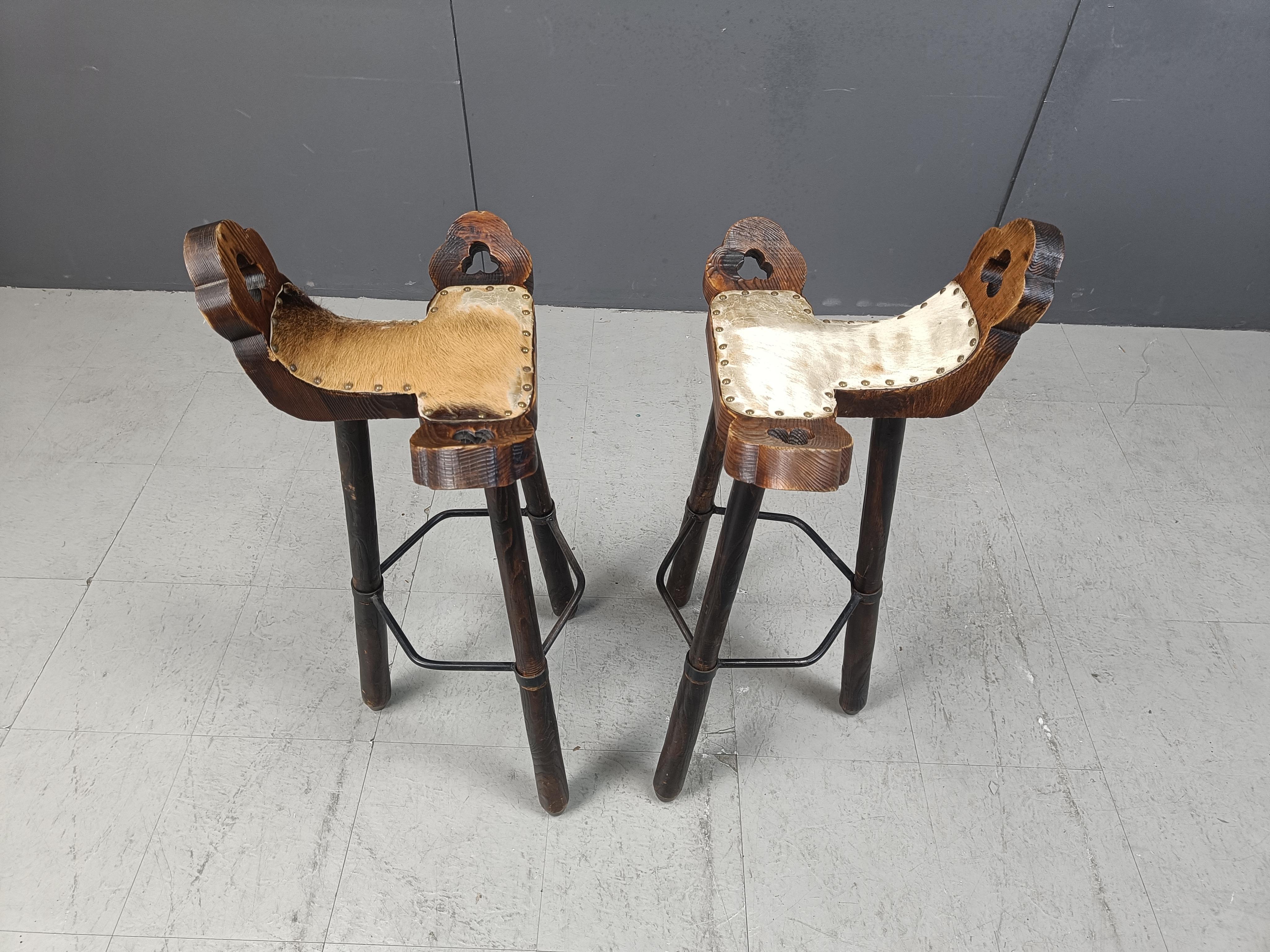 Vintage brutalist bar stools set of 4 - 1960s 2