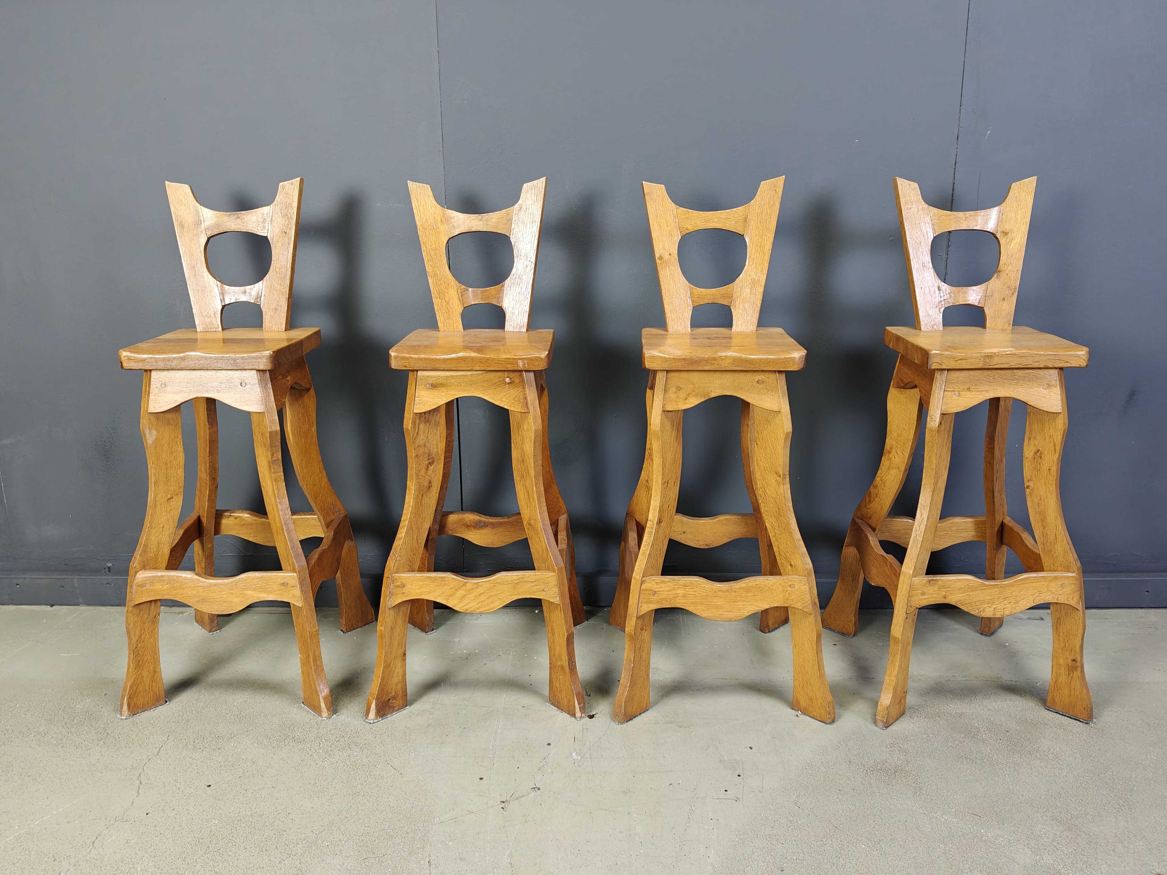 Vintage brutalist bar stools, set of 4 - 1960s For Sale 2