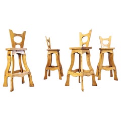 Vintage brutalist bar stools, set of 4 - 1960s