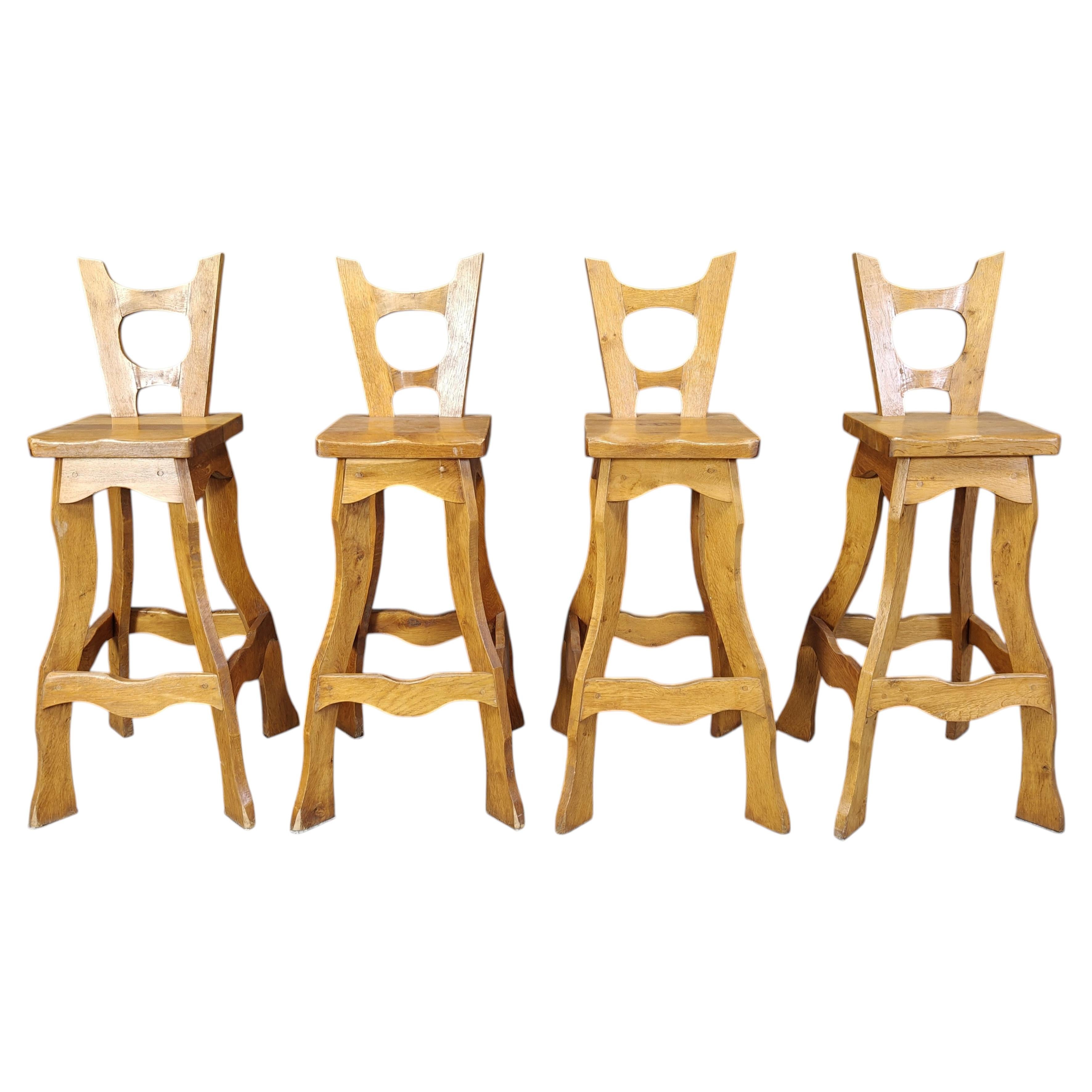 Vintage brutalist bar stools, set of 4 - 1960s