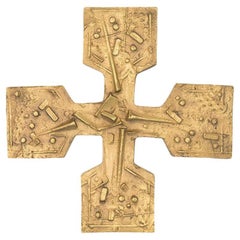 Vintage Brutalist Brass Cross