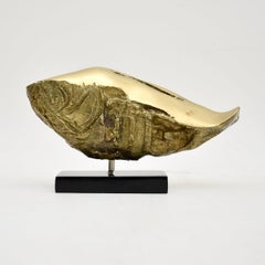 Vintage Brutalist Bronze Fish Sculpture by Mario Agostinelli