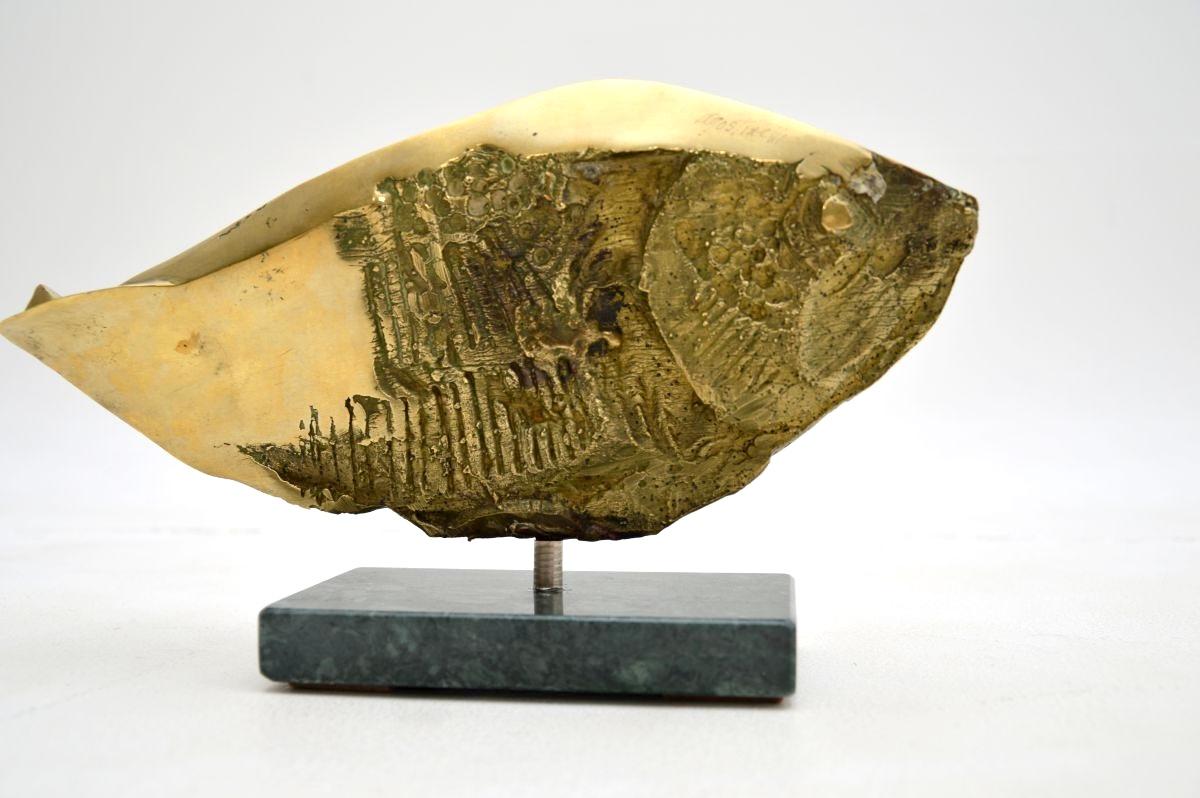 Scultura di pesce brutalista d'epoca in bronzo di Mario Agostinelli In condizioni buone in vendita a London, GB