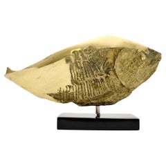 Vintage Brutalist Bronze Fish Sculpture by Mario Agostinelli