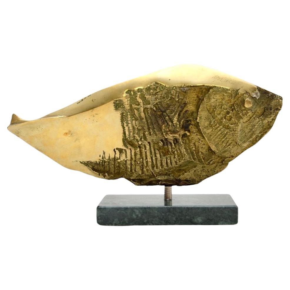 Brutalistische Fischskulptur aus Bronze im Vintage-Stil von Mario Agostinelli