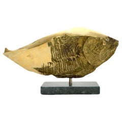 Vintage Brutalist Bronze Fish Sculpture by Mario Agostinelli