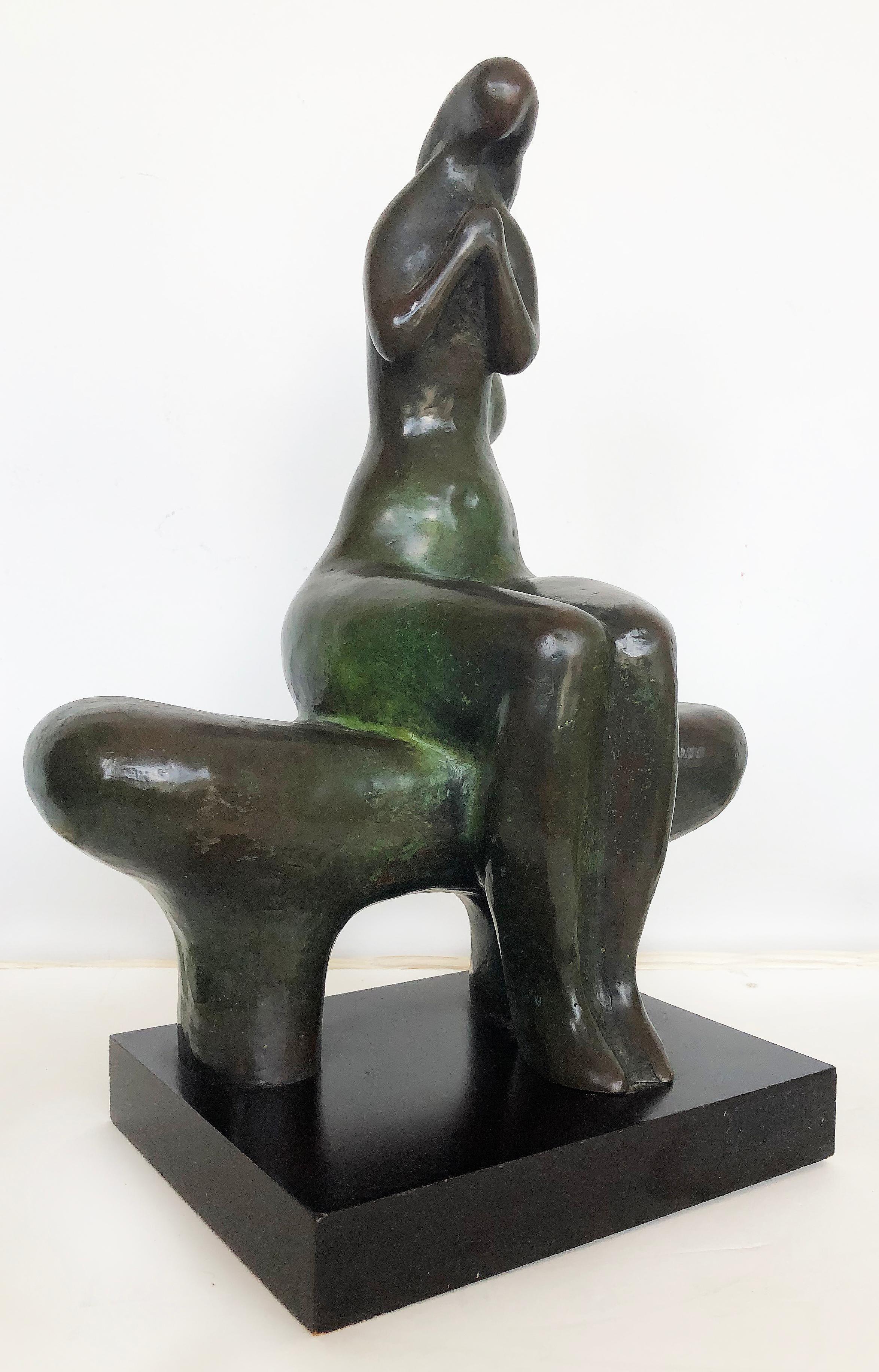 Vintage abstract bronze nude sculpture by Dorter Berner

Offered for sale is a bronze Brutalist nude sculpture with a verdigris patina by Dörte Berner (B. 1942) who is Namibia's most acclaimed sculpture artist. The sinuous lines of the seated nude