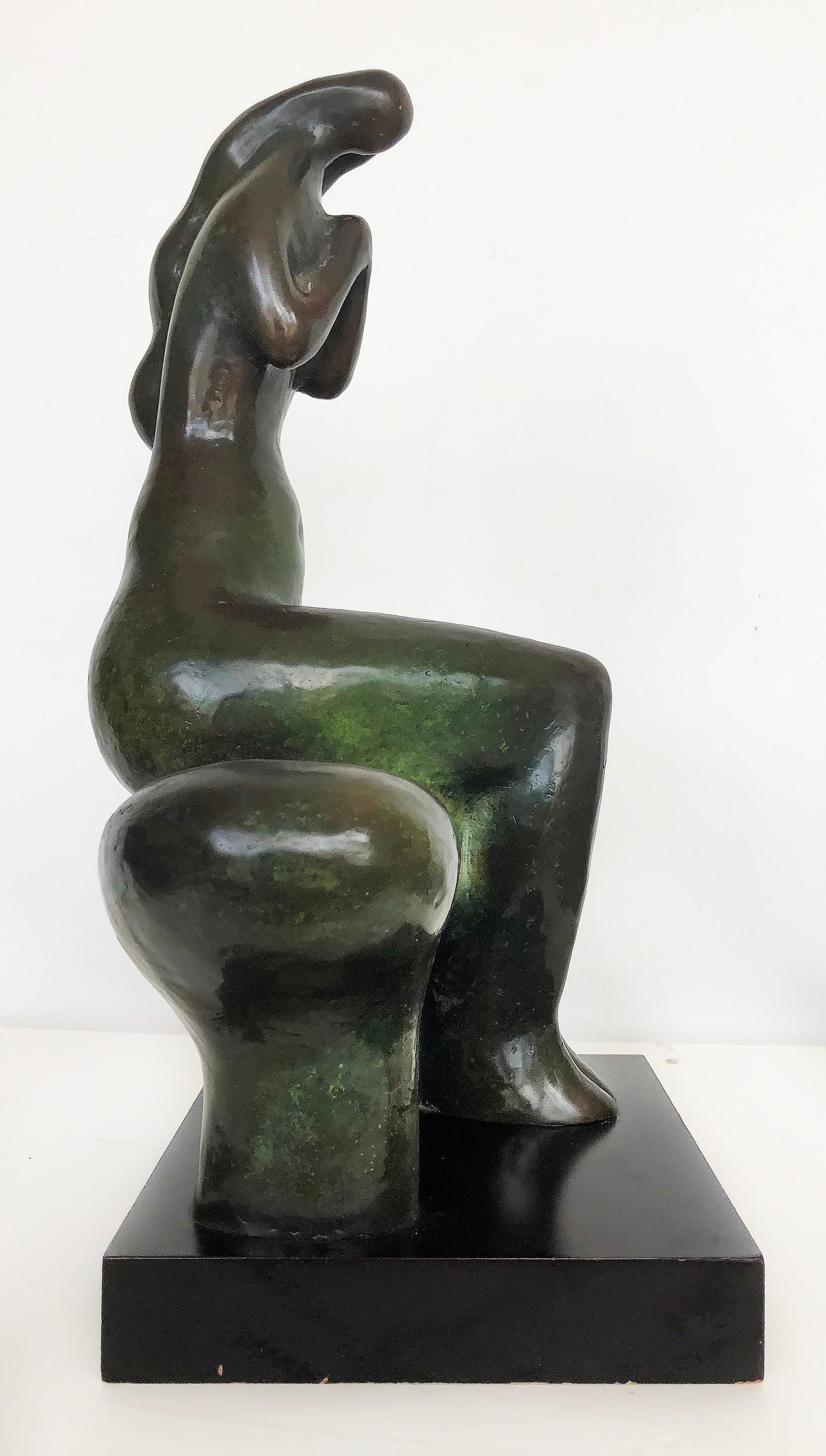 Patinated Vintage Brutalist Bronze Nude Sculpture by Dorter Berner, Namibia