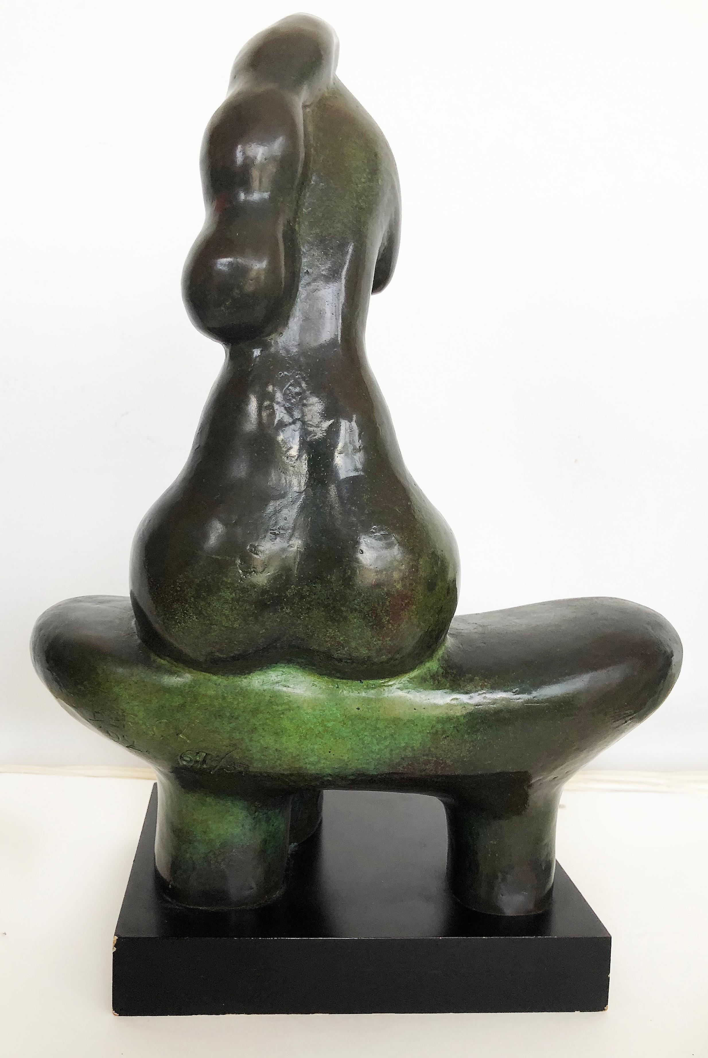 Vintage Brutalist Bronze Nude Sculpture by Dorter Berner, Namibia In Good Condition In Miami, FL