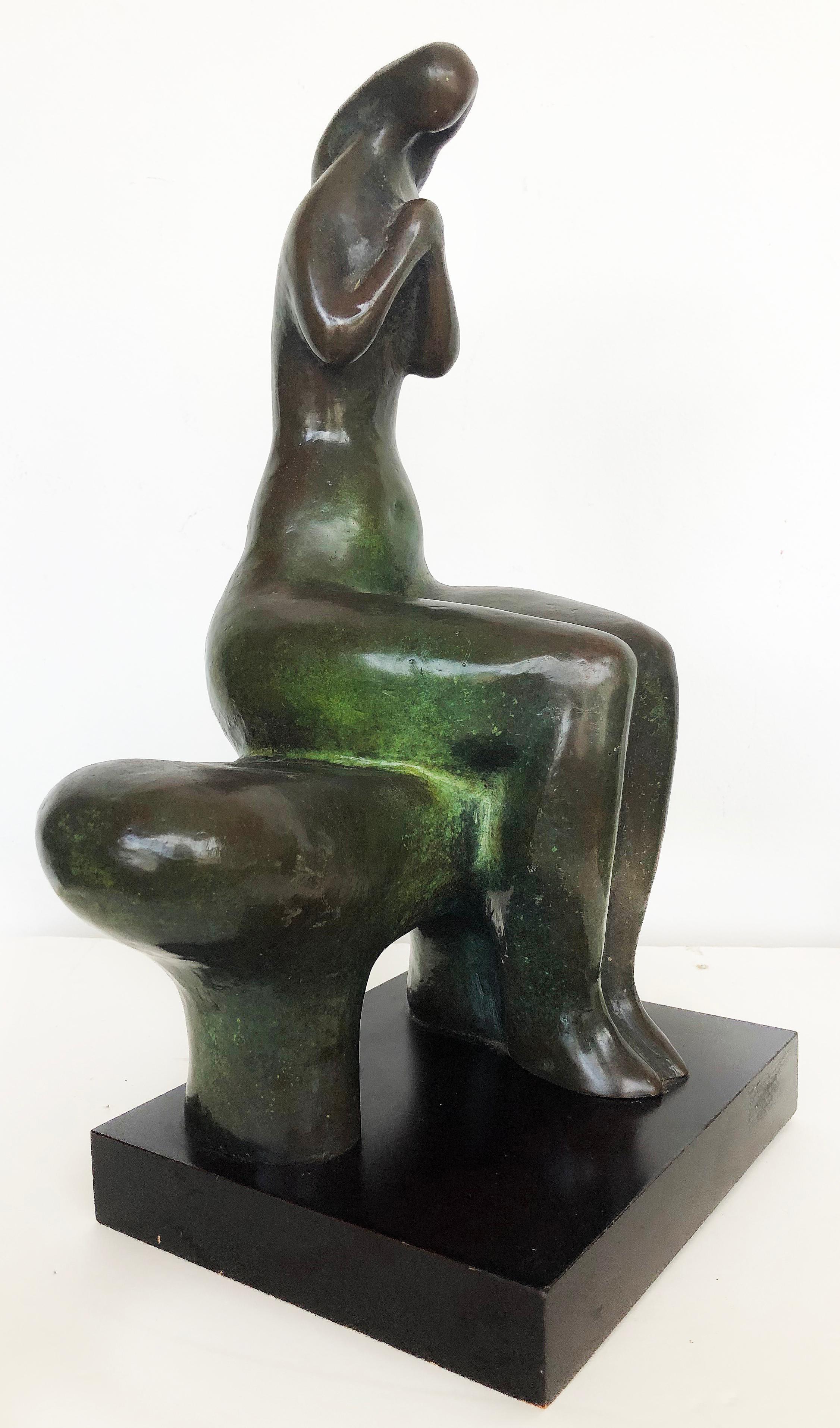 Vintage Brutalist Bronze Nude Sculpture by Dorter Berner, Namibia 1