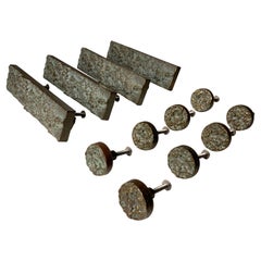 Vintage Brutalist Cast Bronze Door / Drawer Pulls Handles