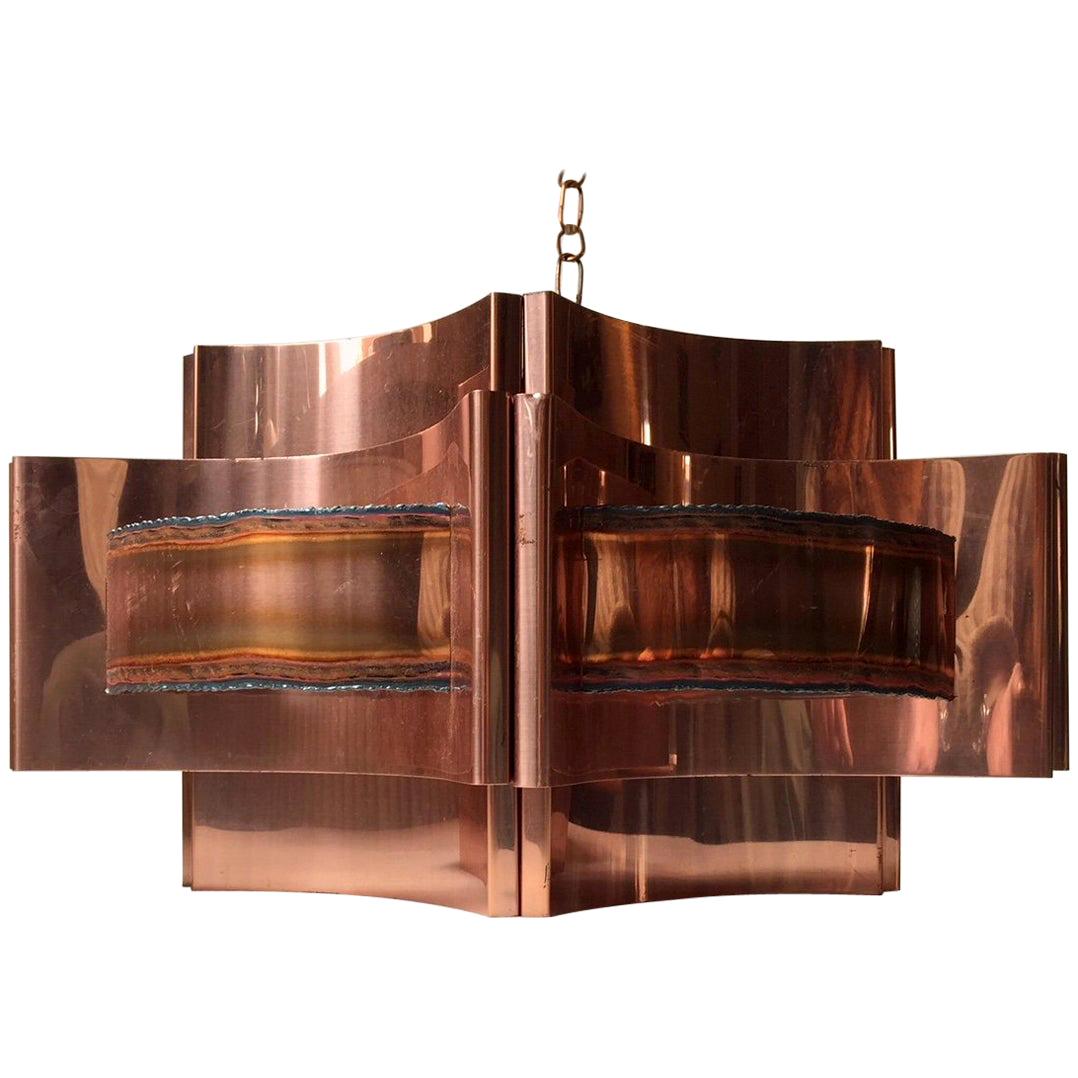 Vintage Brutalist Ceiling Lamp in Copper by Svend Aage Holm Sørensen, 1960s