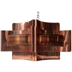 Vintage Brutalist Ceiling Lamp in Copper by Svend Aage Holm Sørensen, 1960s
