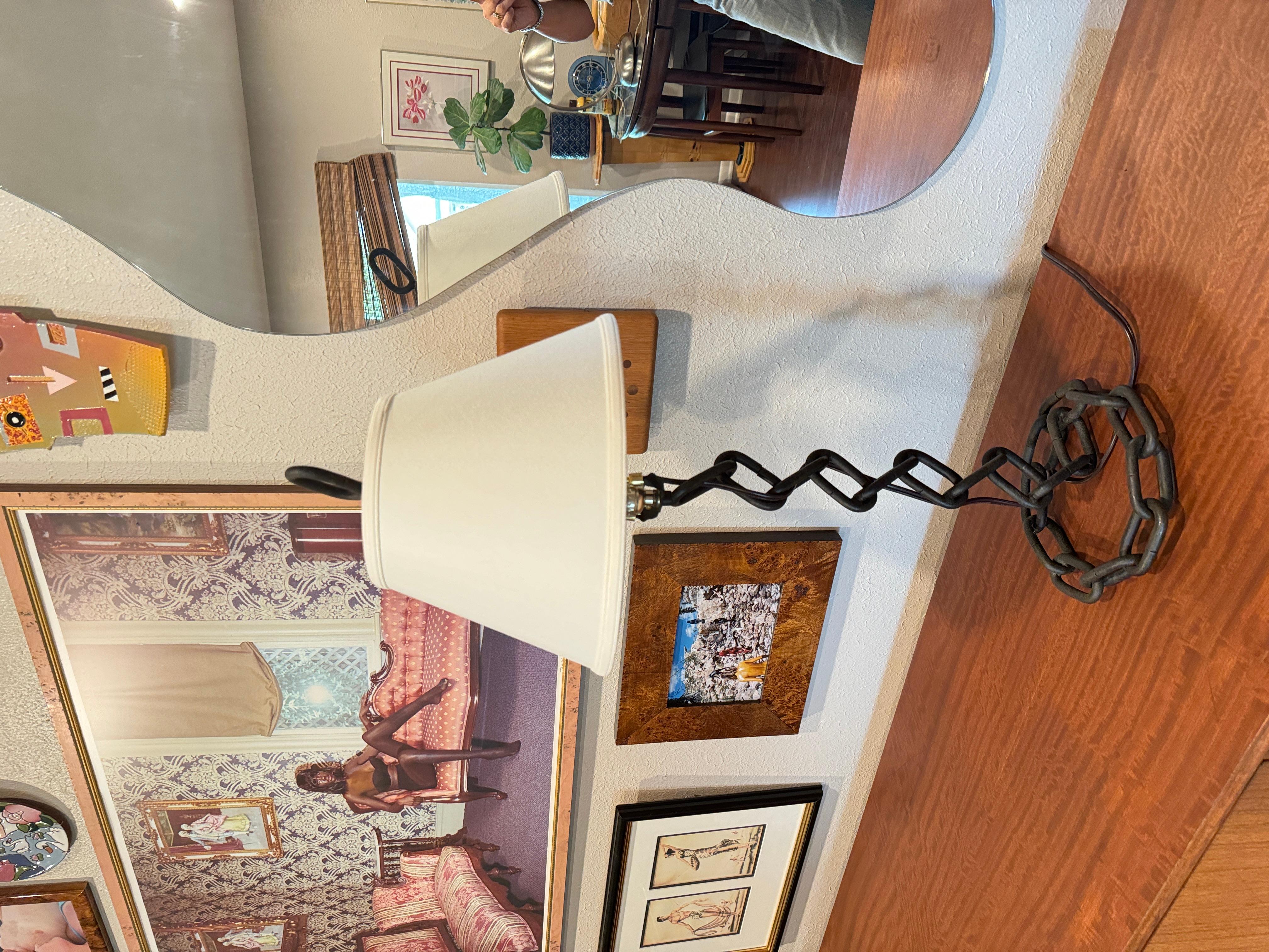 vintage brutalist chain link lamp in the style of Franz West, circa 1970s 4