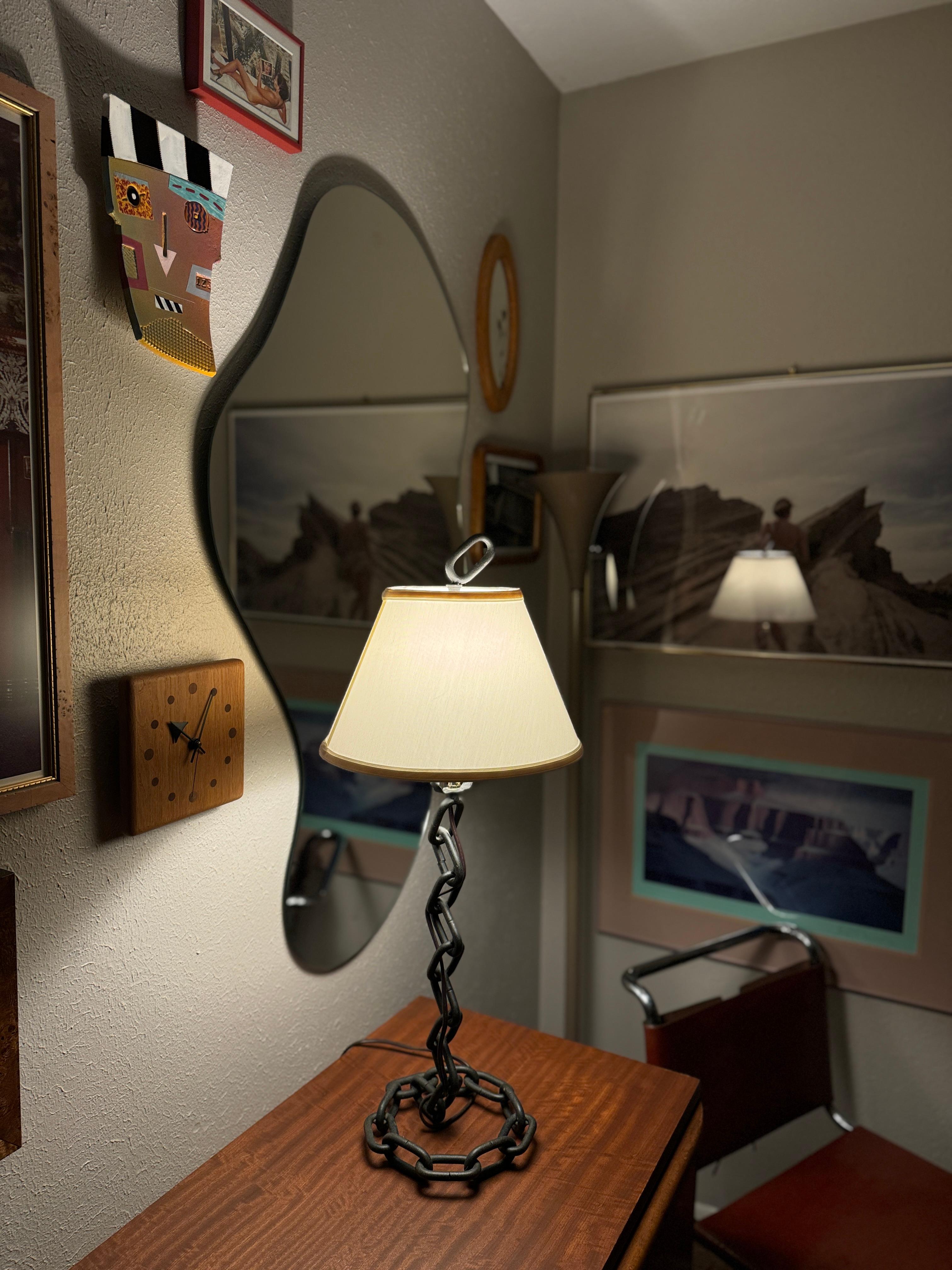 Unknown vintage brutalist chain link lamp in the style of Franz West, circa 1970s