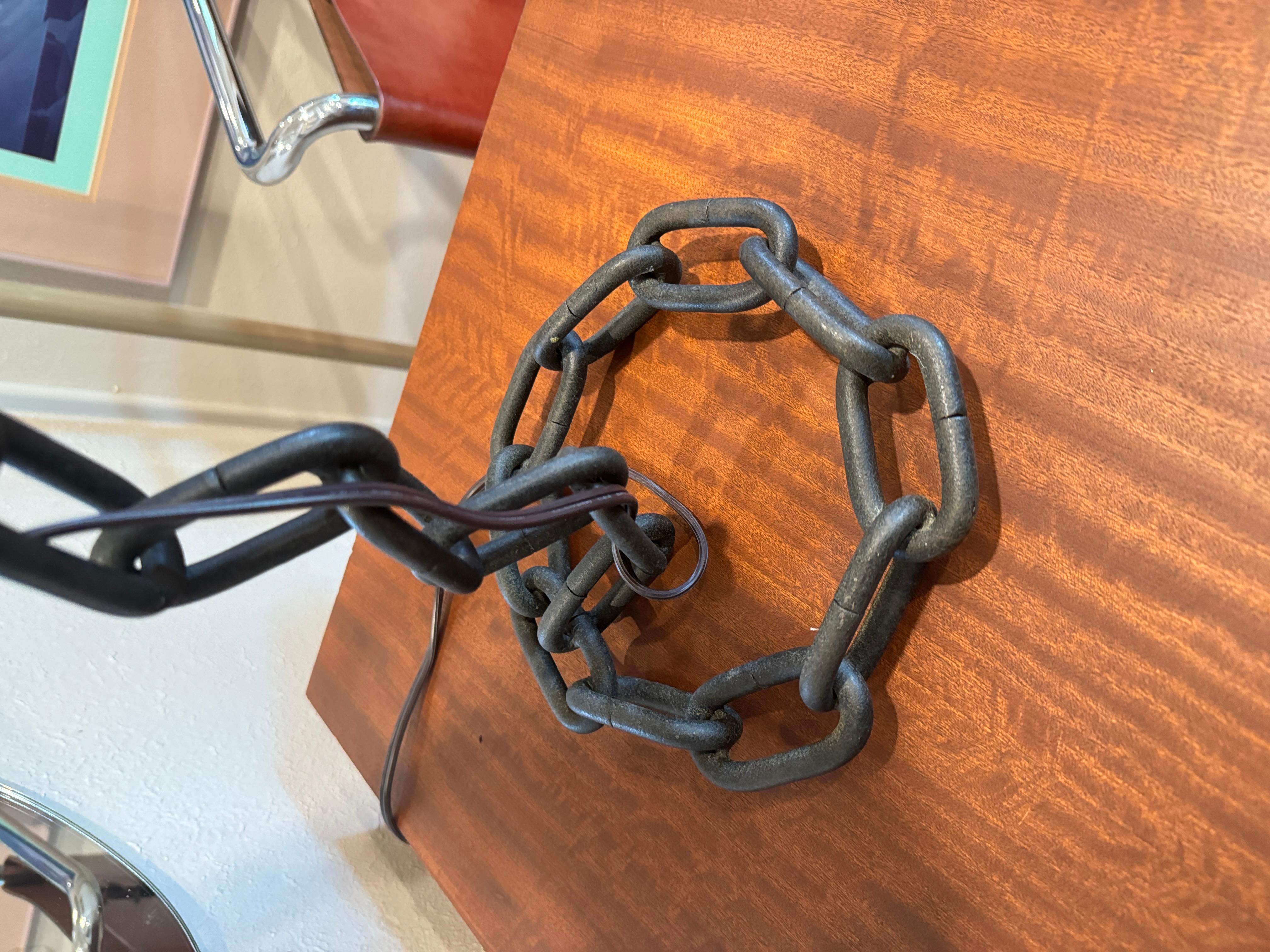vintage brutalist chain link lamp in the style of Franz West, circa 1970s In Good Condition In Houston, TX