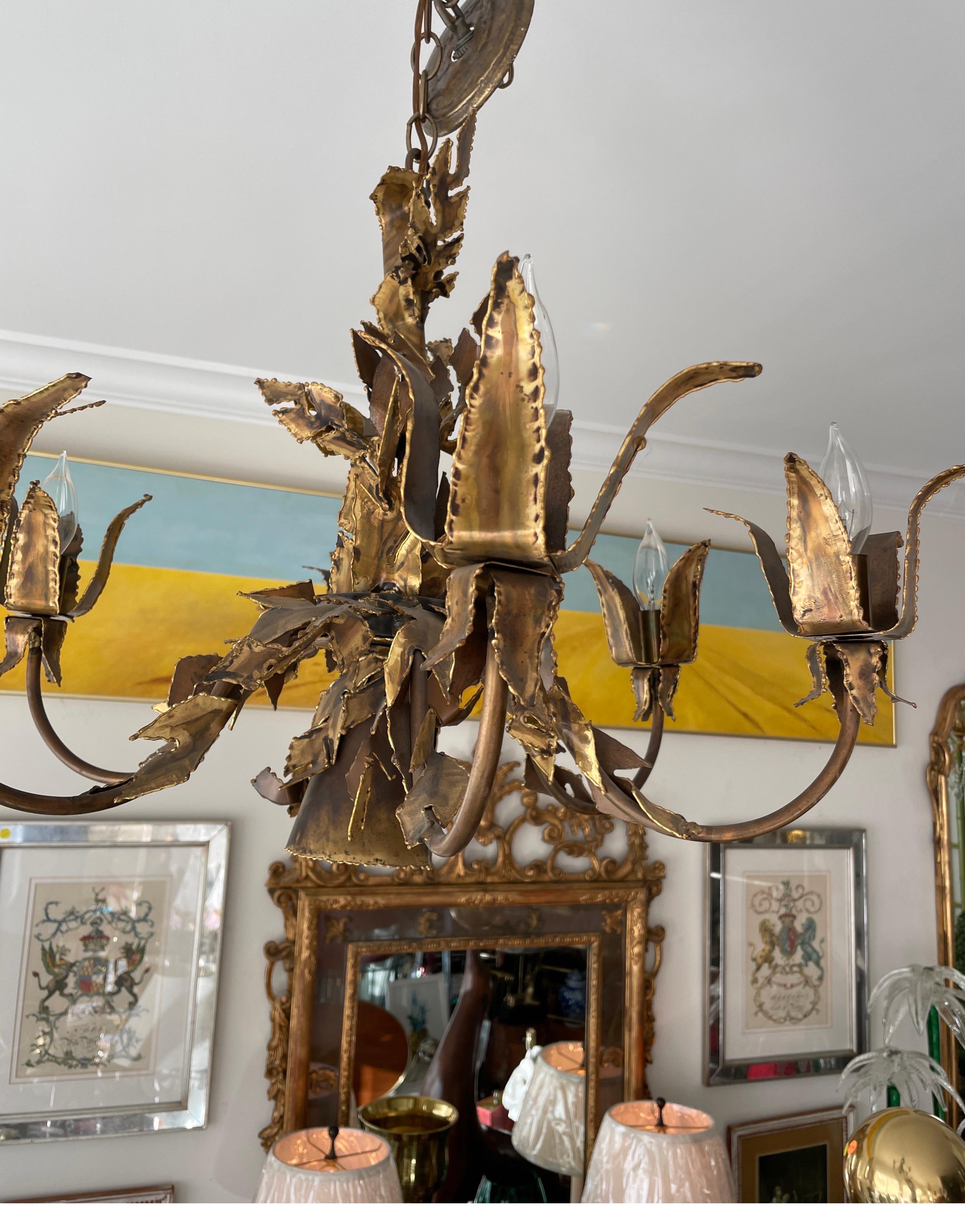 American Vintage Brutalist Chandelier by Tom Greene For Sale