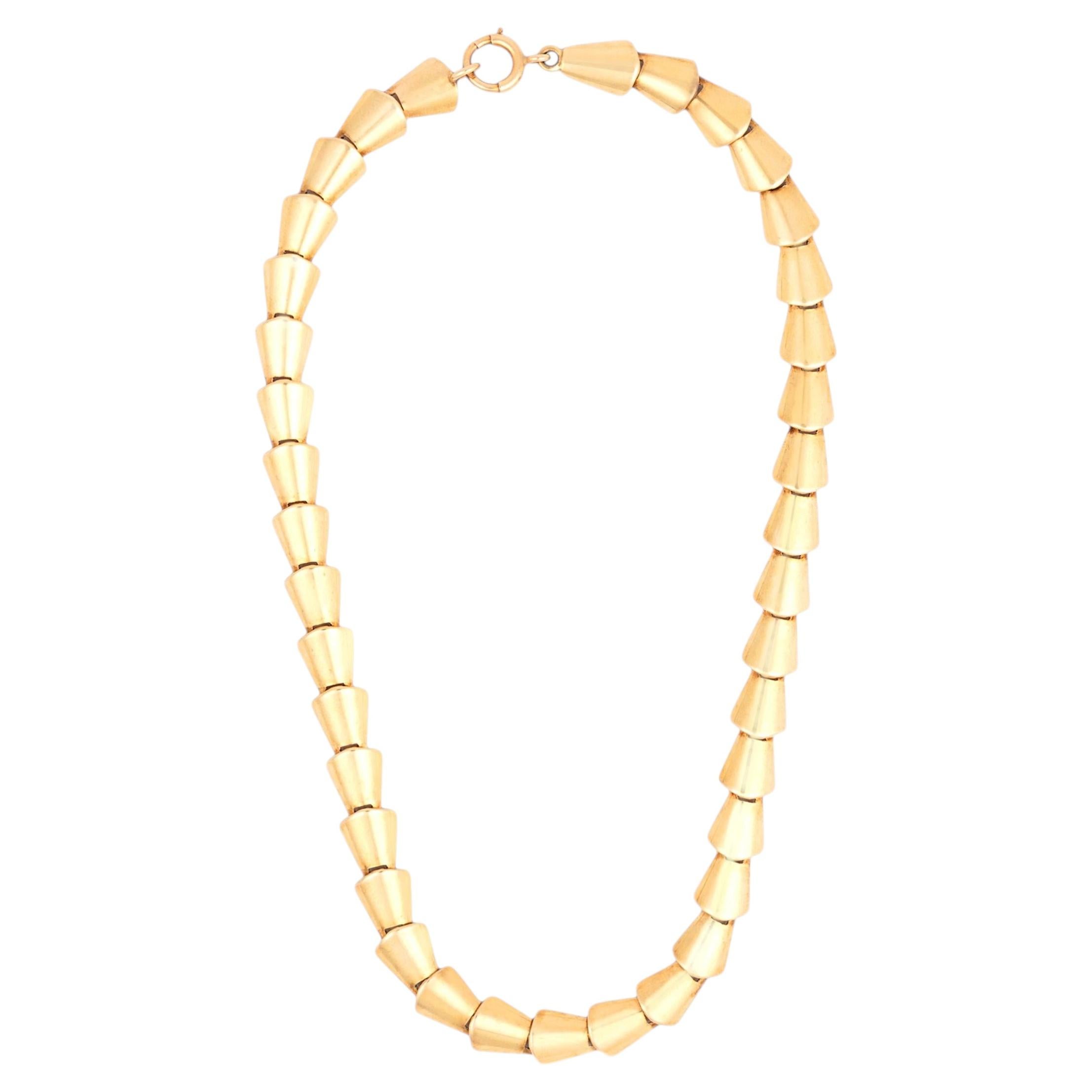 Girocollo brutalista vintage in oro giallo 14k