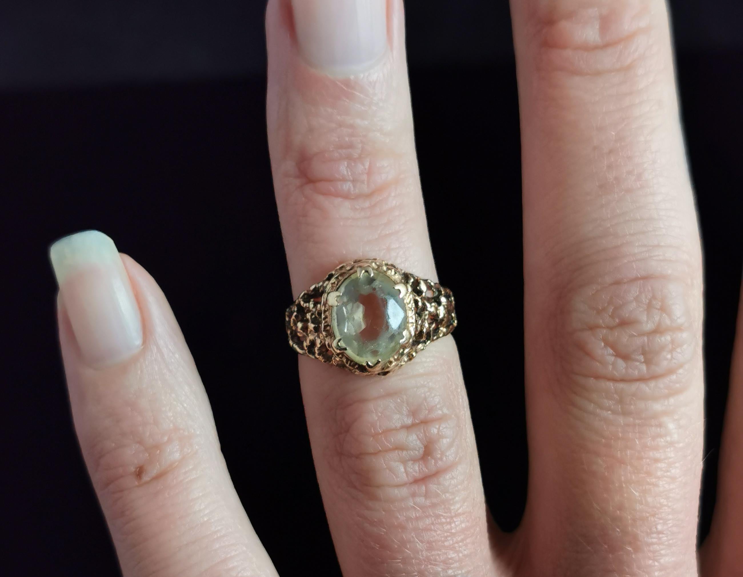 Vintage Brutalist Citrine Cocktail Ring, 9k Yellow Gold, C1970s 6