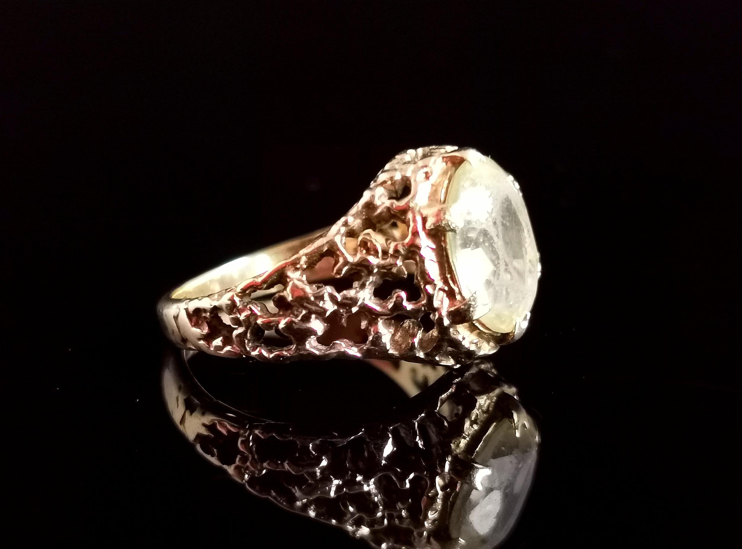 Modernist Vintage Brutalist Citrine Cocktail Ring, 9k Yellow Gold, C1970s