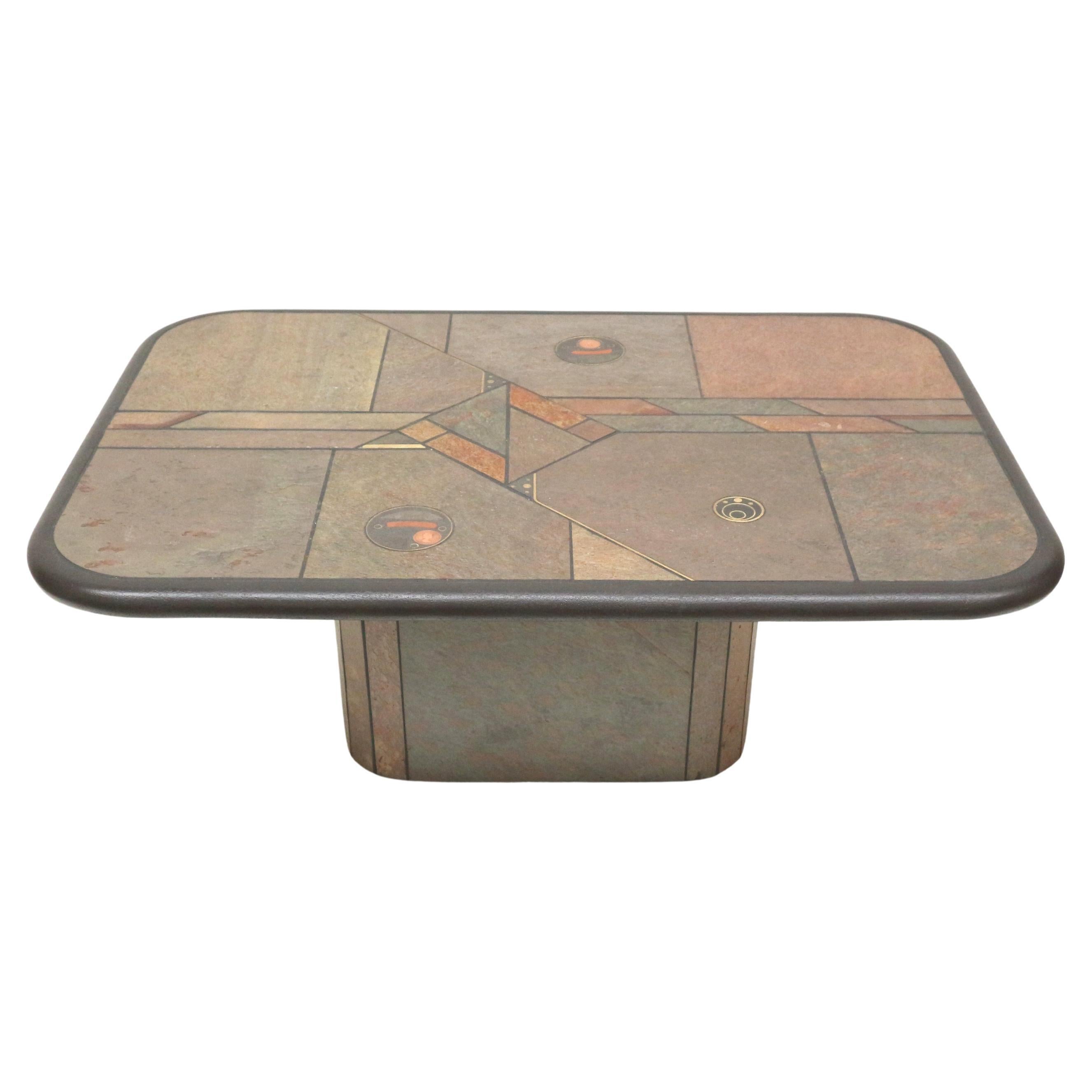 Table basse vintage brutaliste par Fedam des années 1980