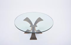 Vintage Brutalist Coffee Table Made of Bronze and Glass