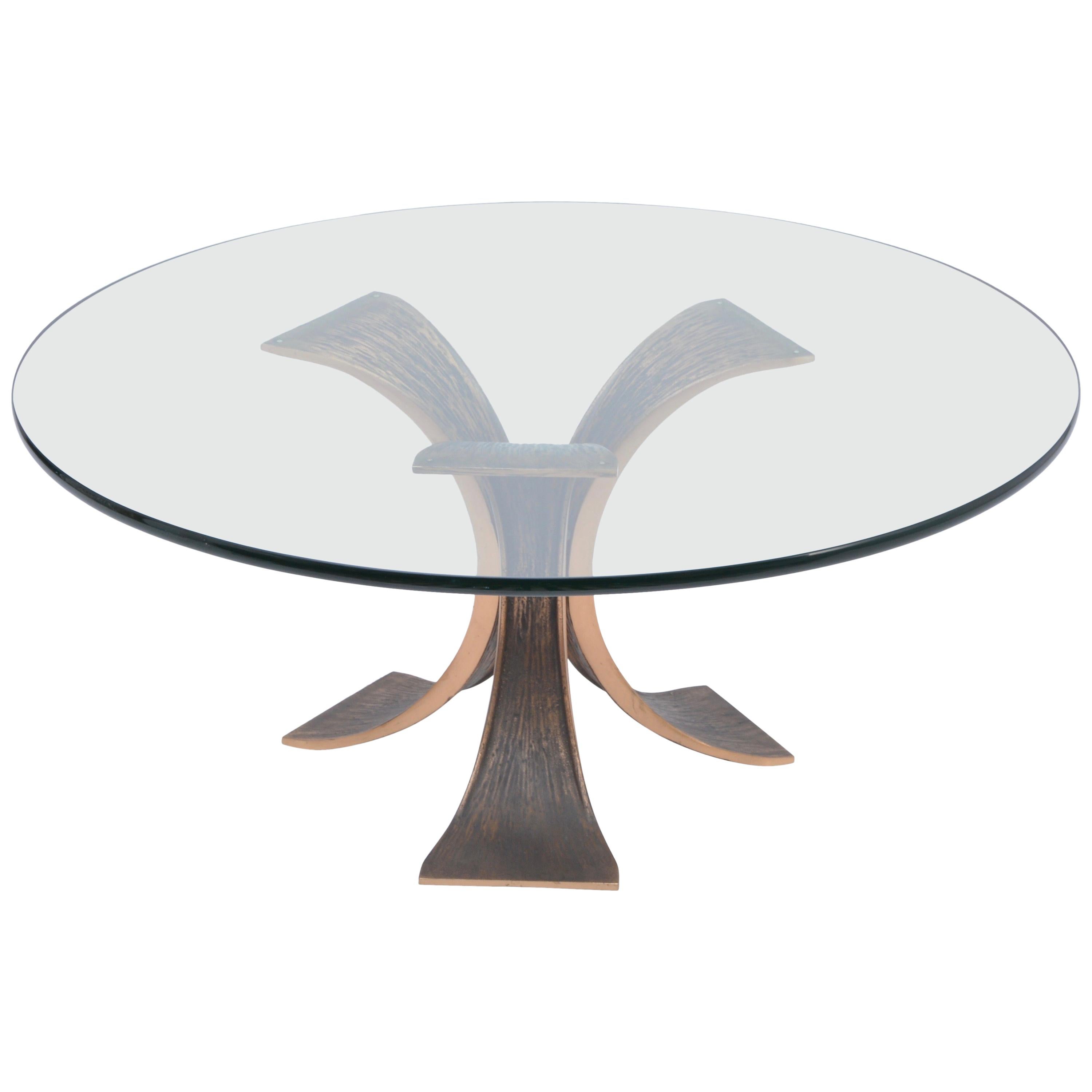 Brutalistischer Couchtisch aus Bronze und Glas im Vintage-Stil