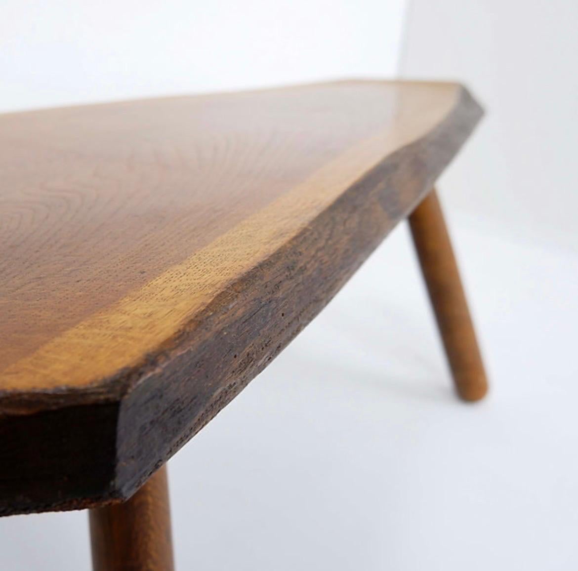 Vintage Brutalist coffee table / Side table in solid wood - 1960s For Sale 4