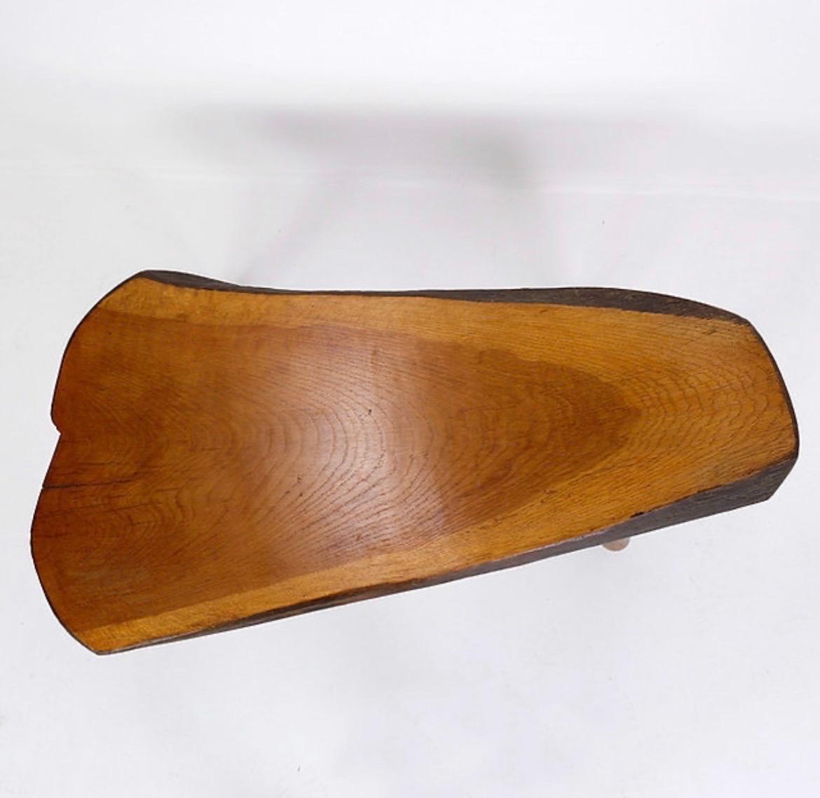French Vintage Brutalist coffee table / Side table in solid wood - 1960s For Sale