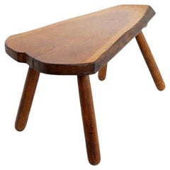 Tavolino brutalista d'epoca / Tavolino in legno massiccio - anni '60