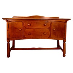 Vintage Brutalist Colonial Maple Buffet Sideboard Cabinet