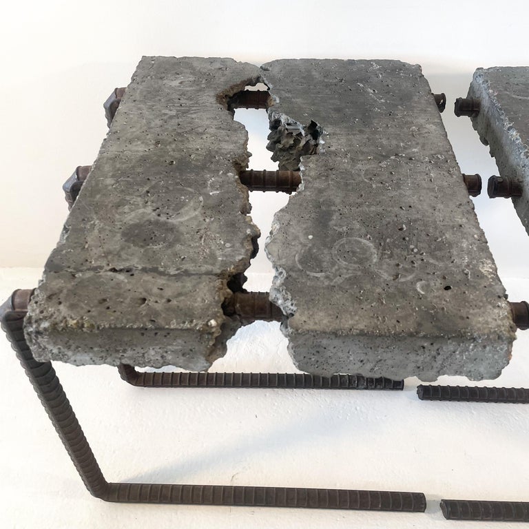 Vintage Brutalist Concrete And Rebar End Tables Or Stools For Photo Inspiration