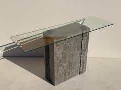 Mesa consola de estilo brutalista vintage de granito en mosaico, de Maitland Smith