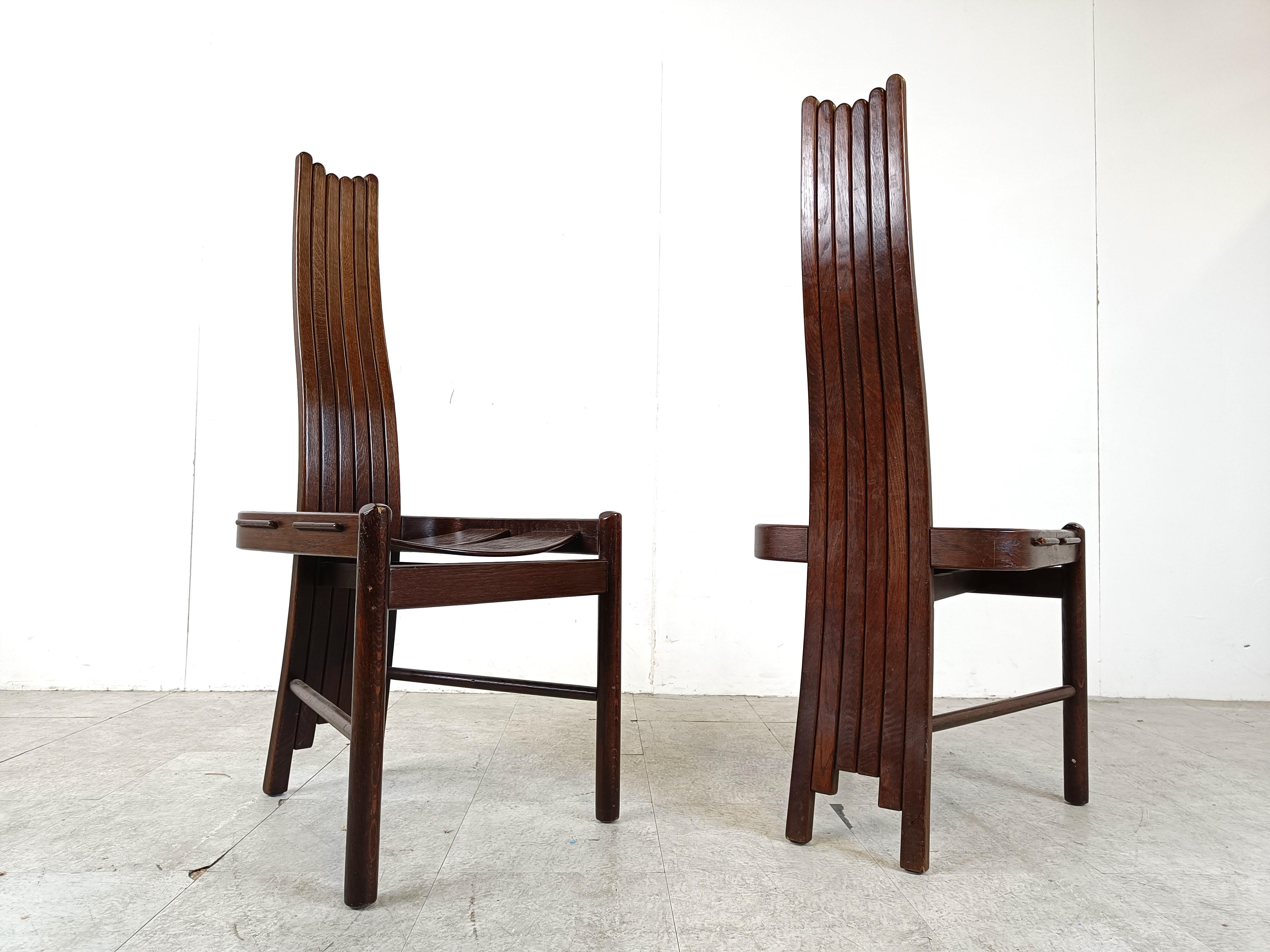 Vintage Brutalist Curved Oak Dining Chairs from Allmilmö, 1980s, Set of 4 For Sale 4