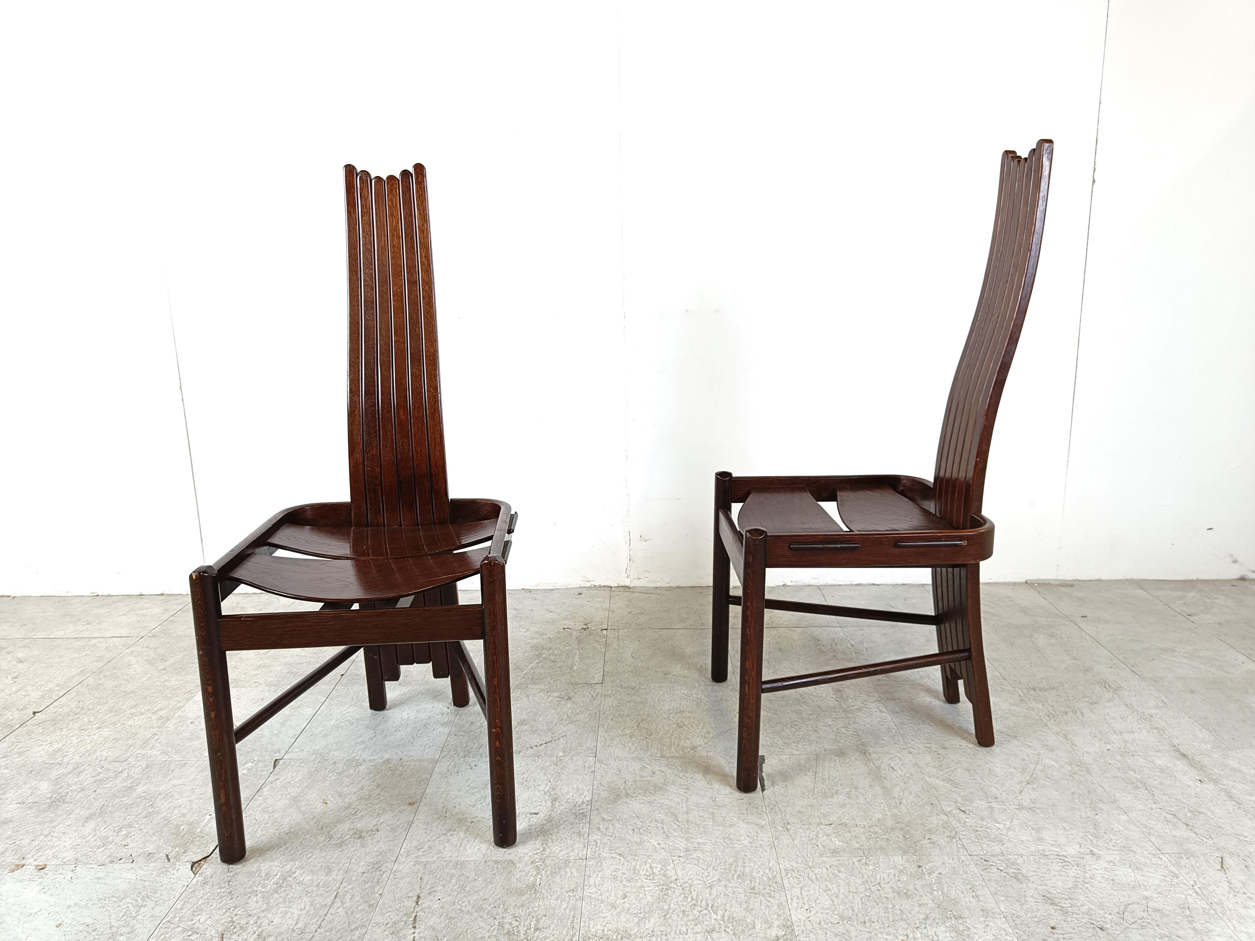 Vintage Brutalist Curved Oak Dining Chairs from Allmilmö, 1980s, Set of 4 For Sale 5