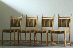 Vintage Brutalist Danish Modern Oak Dining Chairs style of Henning Kjærnulf 60s